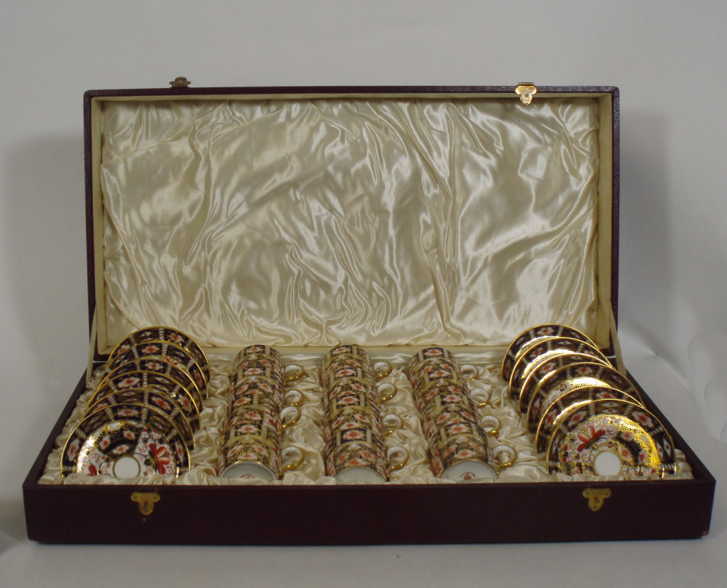 A cased set of twelve Royal Crown Derby cups and saucers