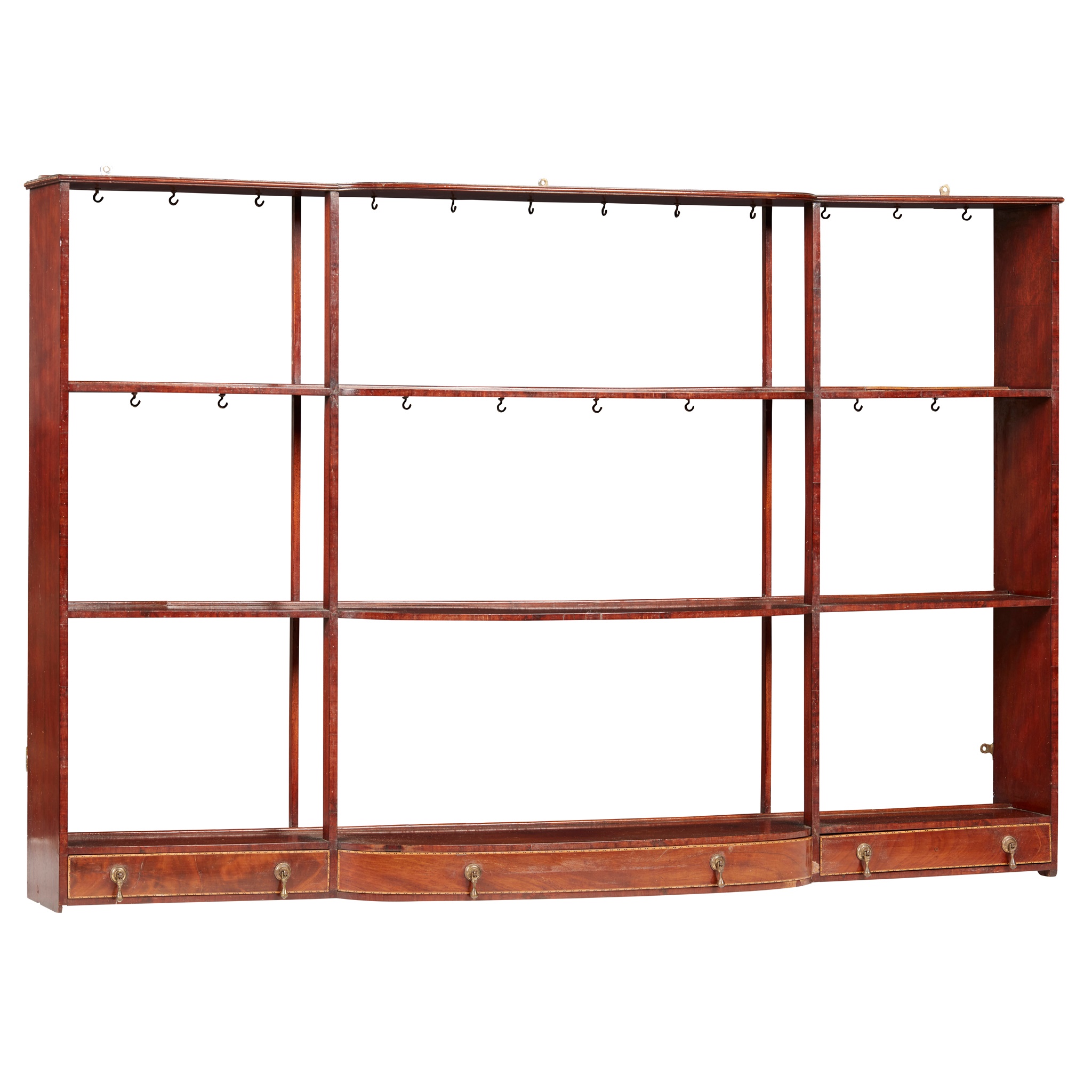 GEORGIAN MAHOGANY BANDED HANGING SHELVES