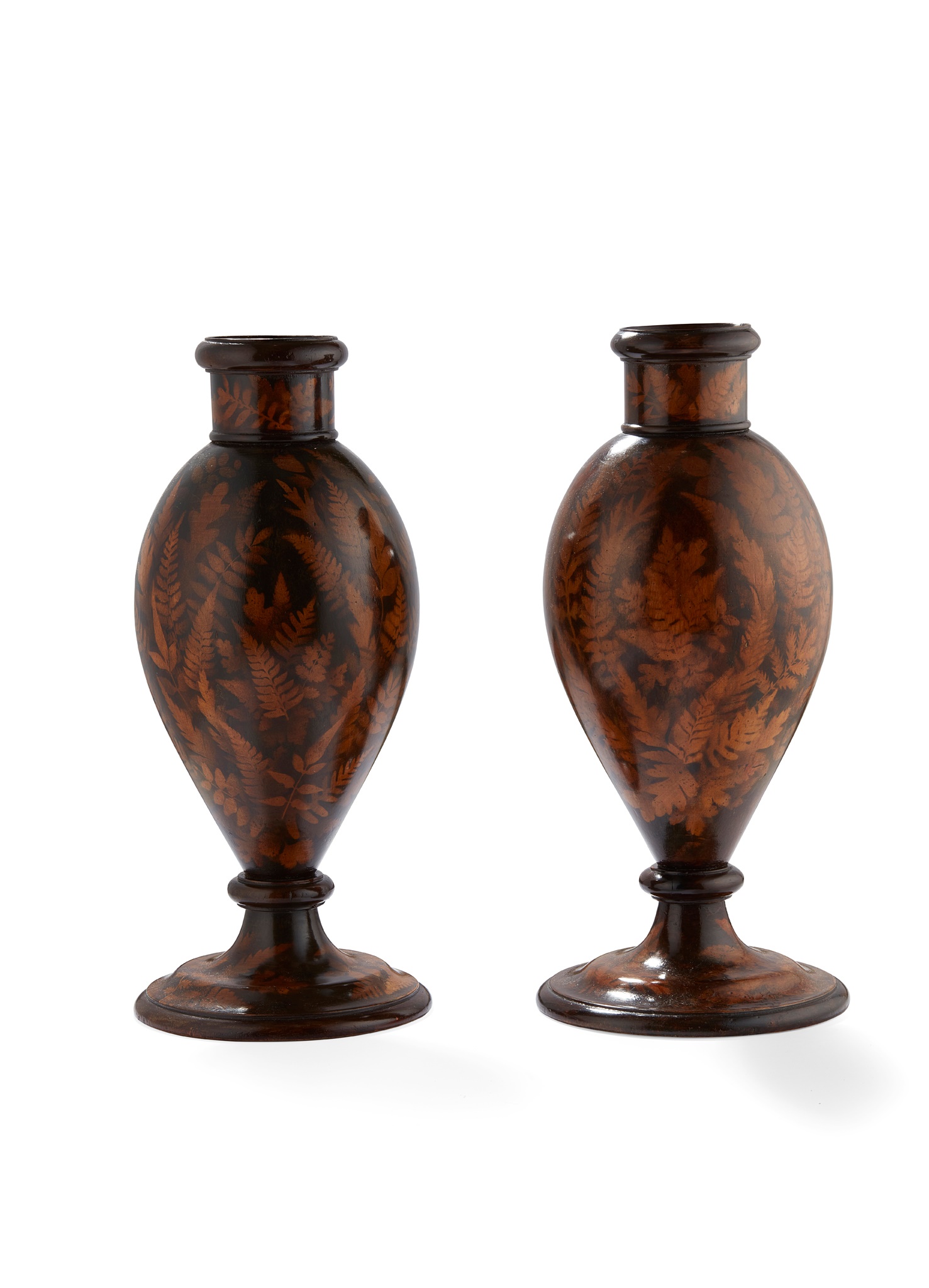 PAIR OF MAUCHLINE 'FERN WARE' VASES