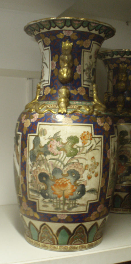 A pair of large 19th century Chinese export baluster vases