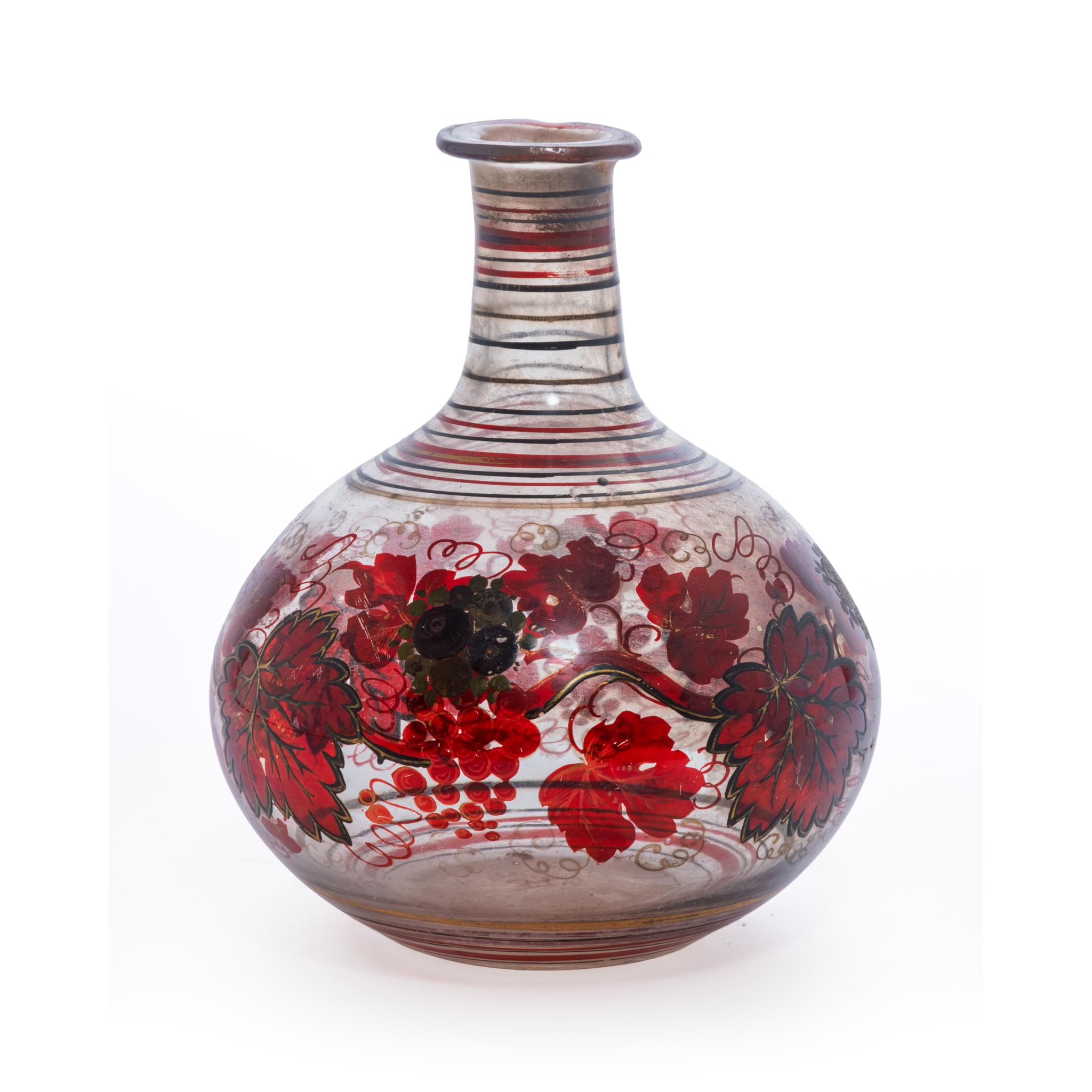 AN OTTOMAN ENAMELLED GLASS BOTTLE