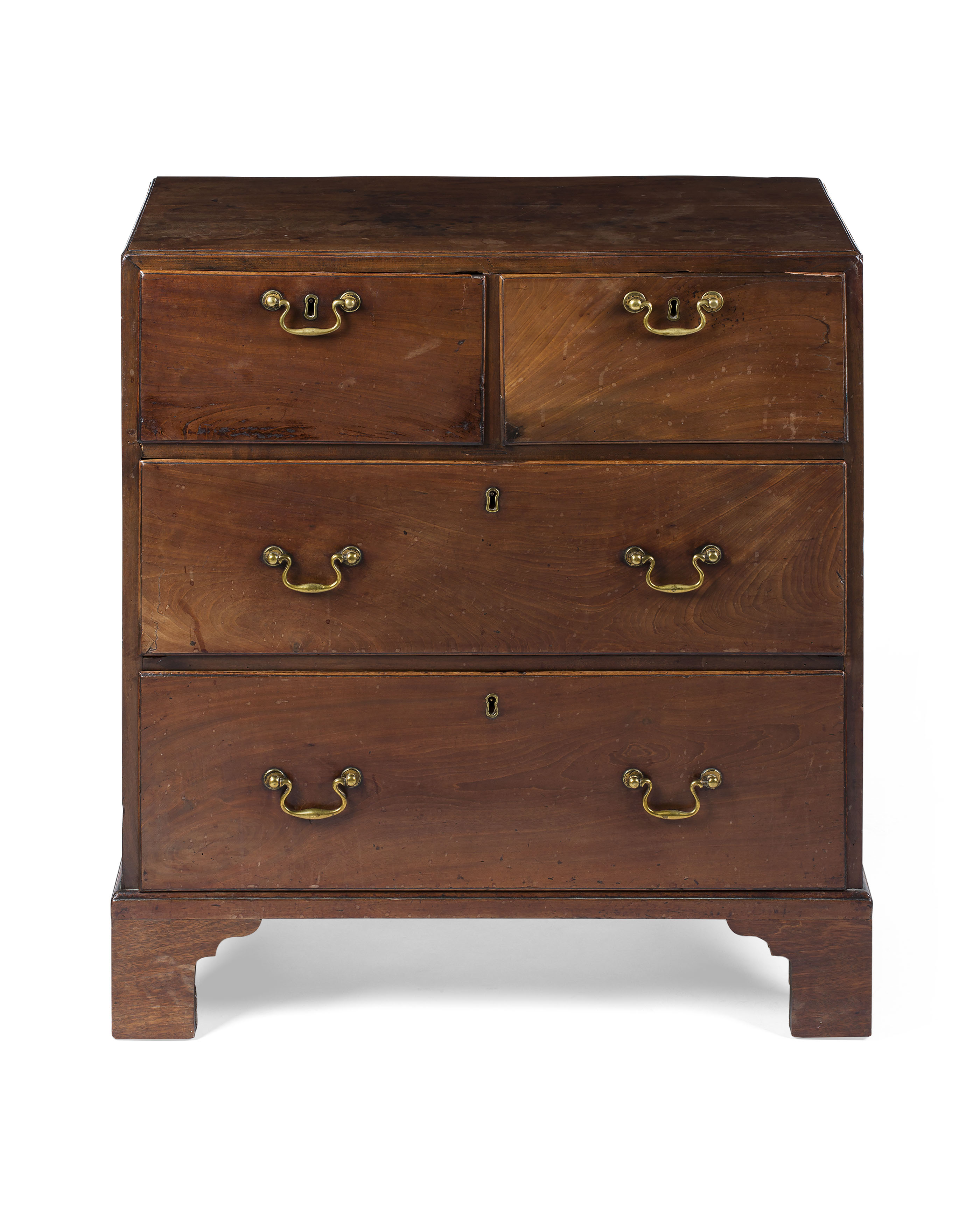 SMALL GEORGE III MAHOGANY CADDY TOP CHEST OF DRAWERS