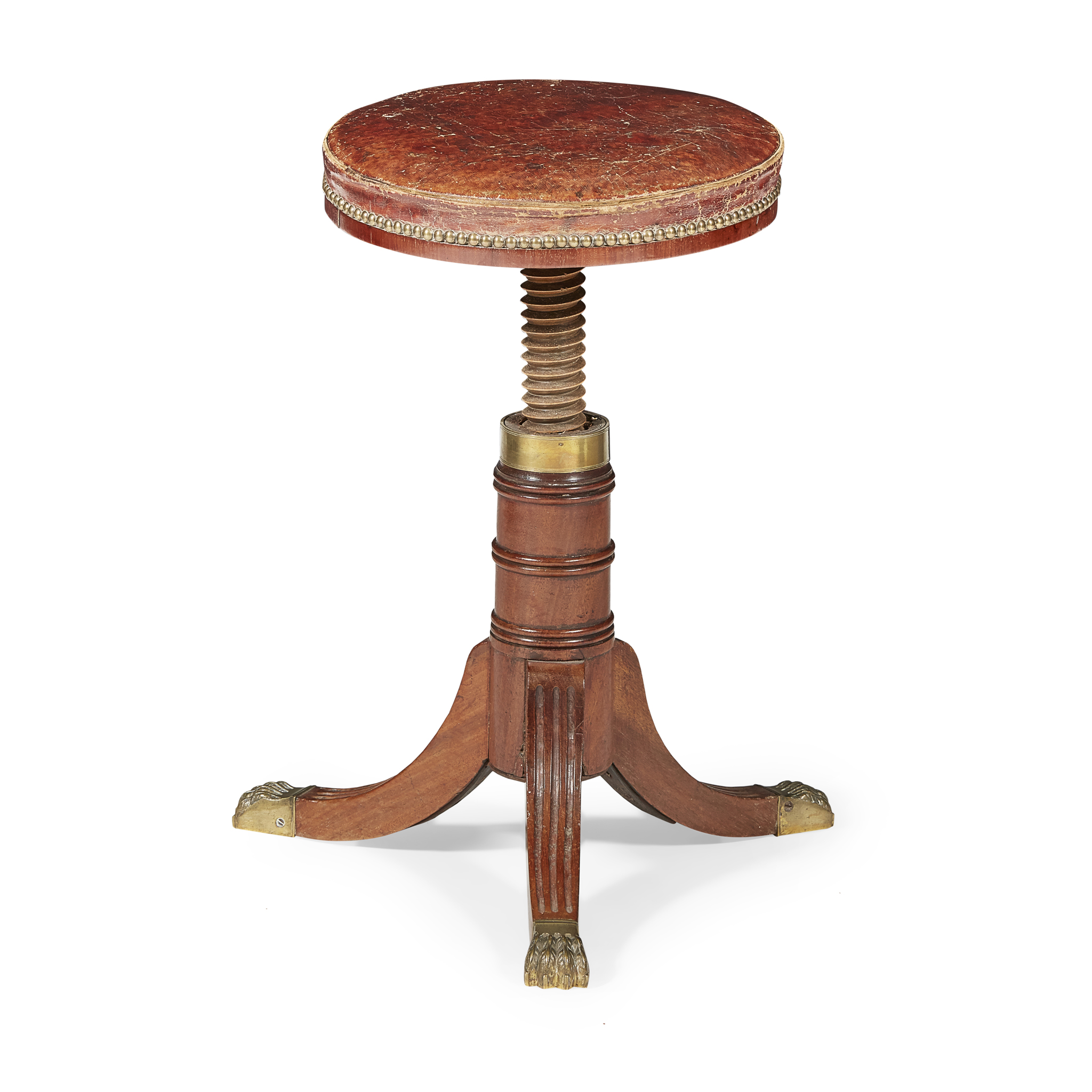 REGENCY MAHOGANY AND LEATHER PIANO STOOL