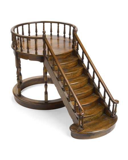 A stained beech 'apprentice' model of a staircase and circular landing