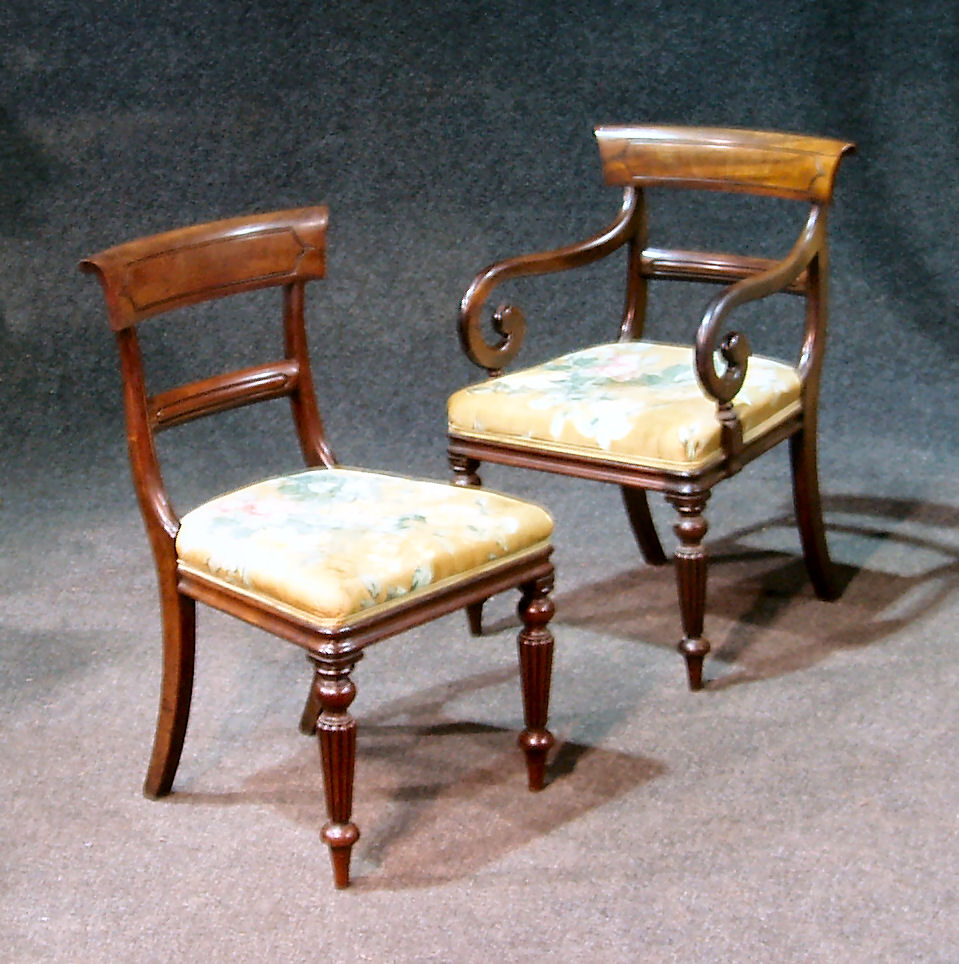 A set of six late Regency mahogany dining chairs