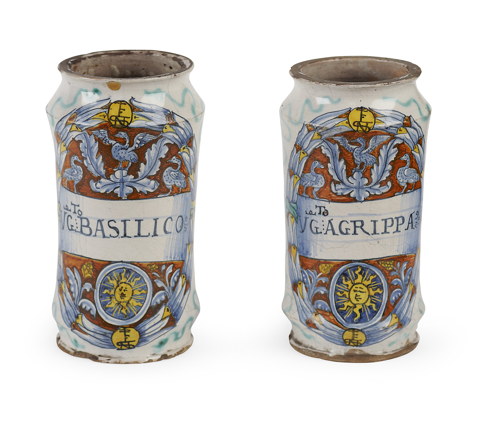 TWO ITALIAN MAIOLICA ALBARELLI