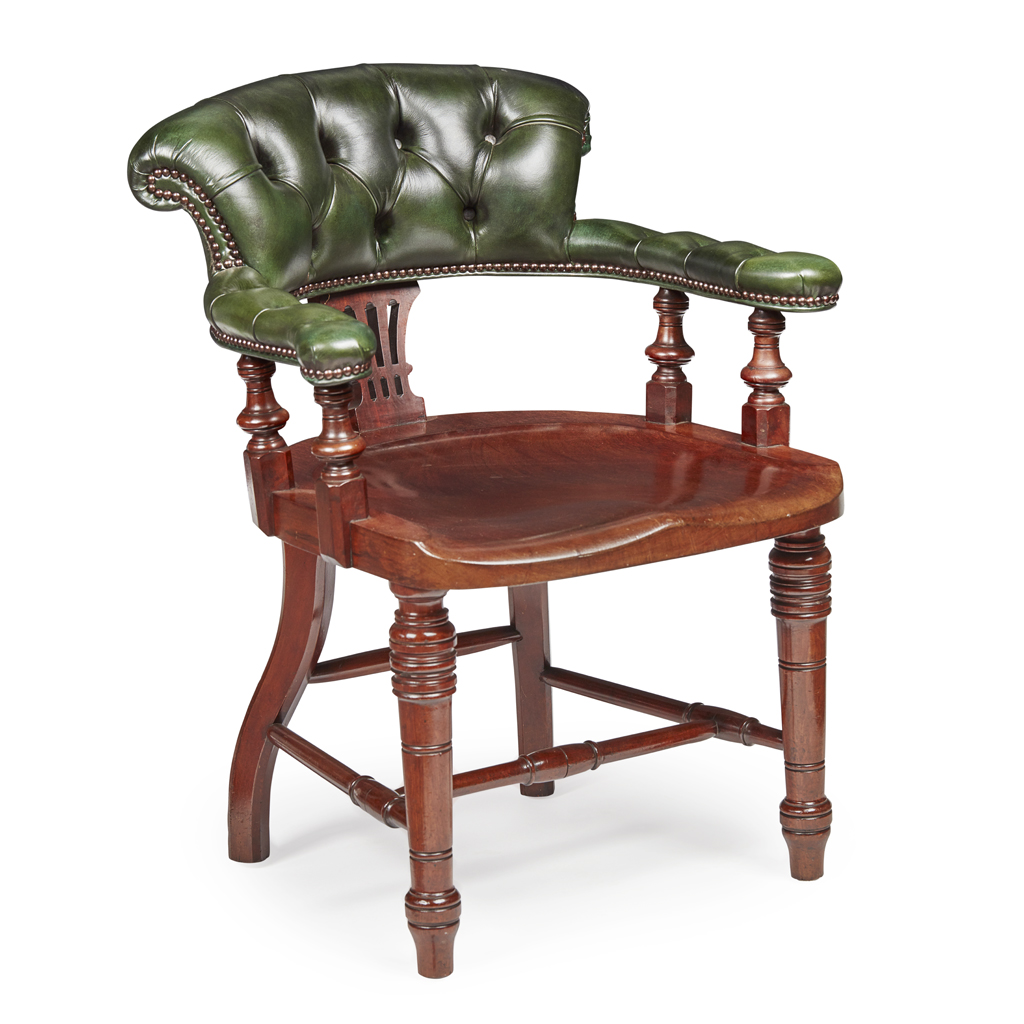 A SCOTTISH LATE VICTORIAN MAHOGANY DESK CHAIR