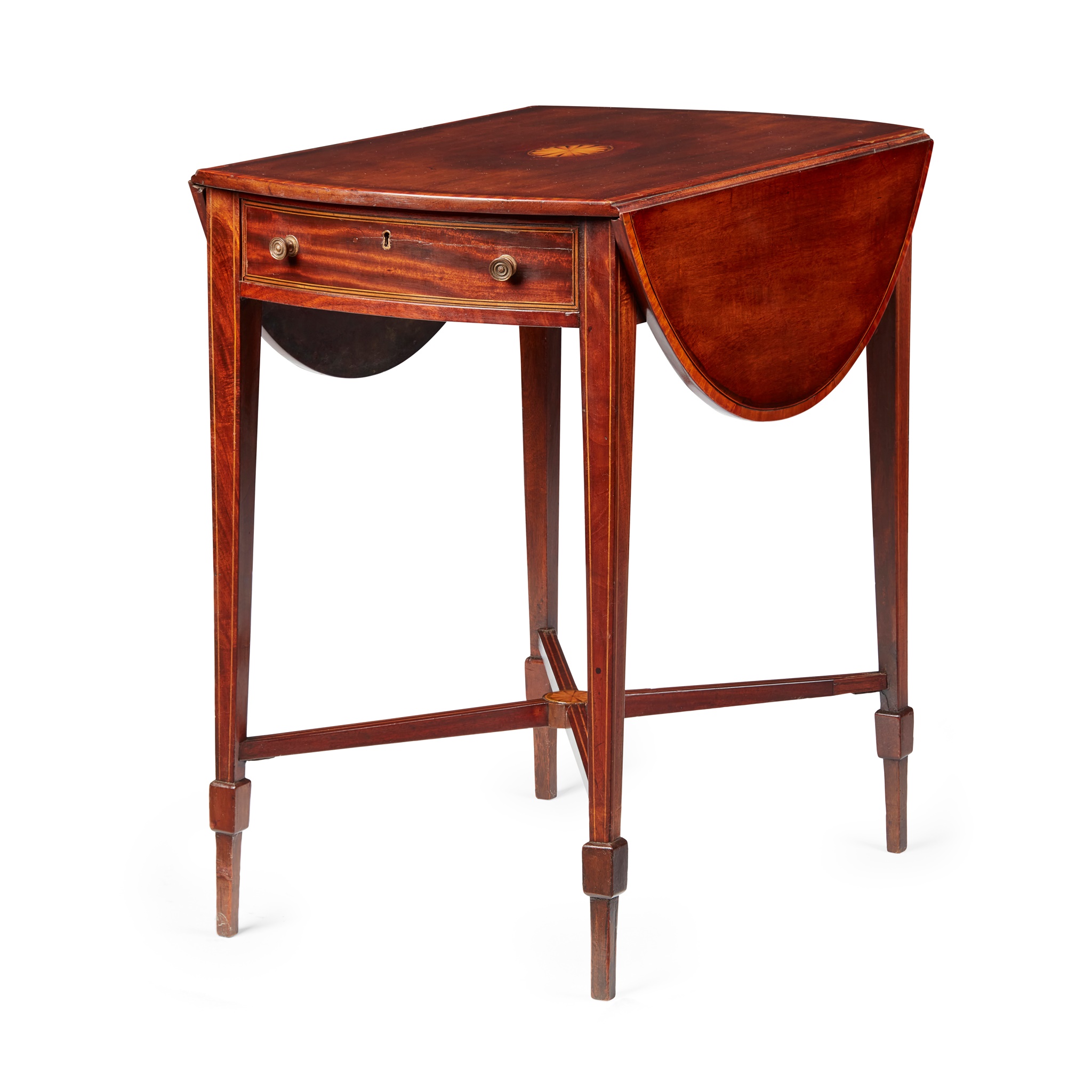 GEORGE III MAHOGANY AND SATINWOOD INLAID PEMBROKE TABLE