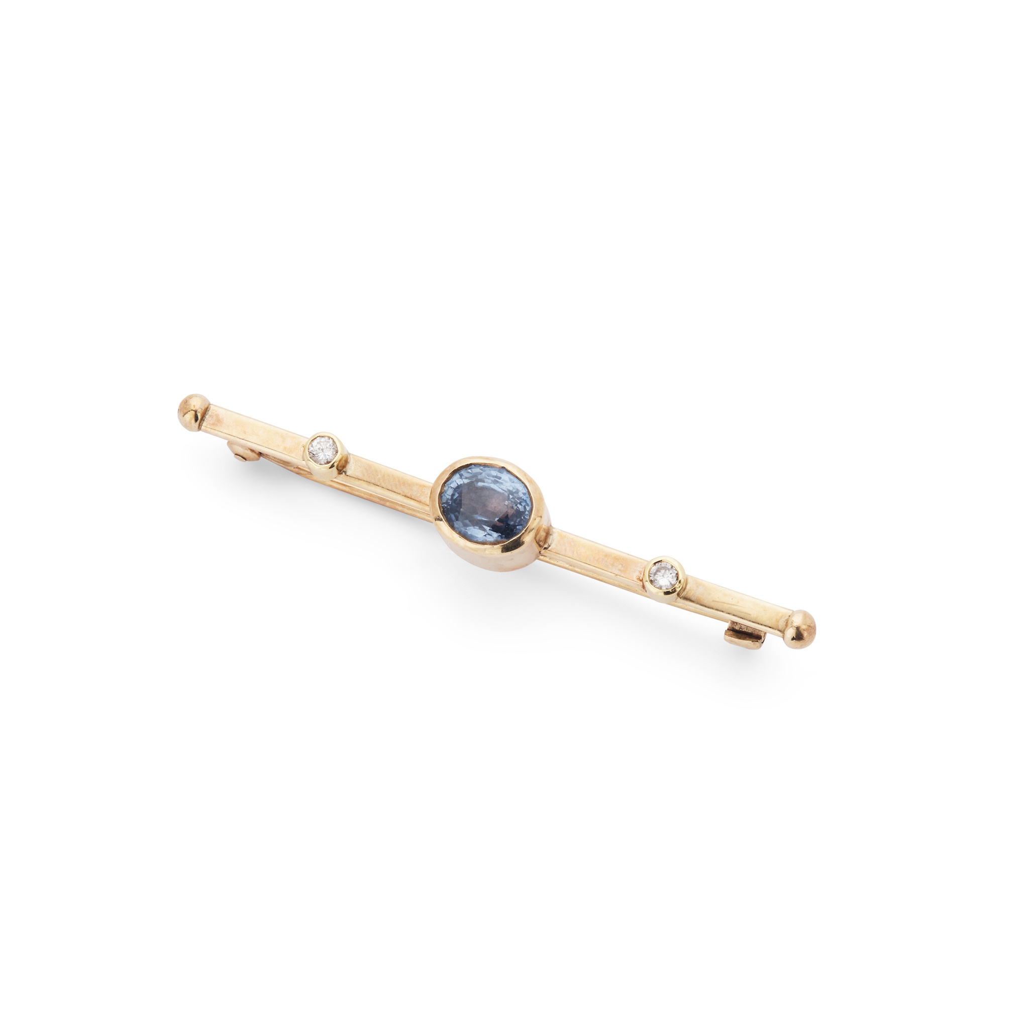 A sapphire and diamond bar brooch