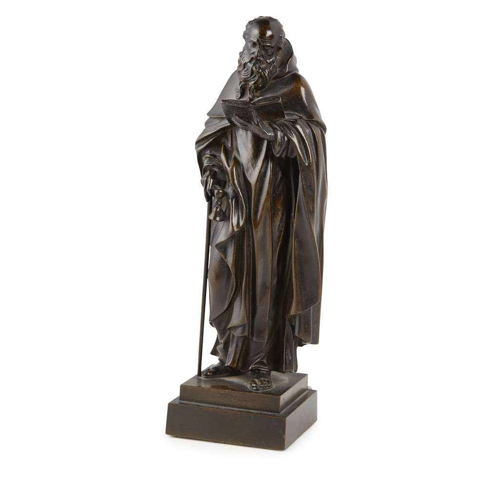 CONTINENTAL BRONZE FIGURE OF SAINT ANTHONY OF EGYPT