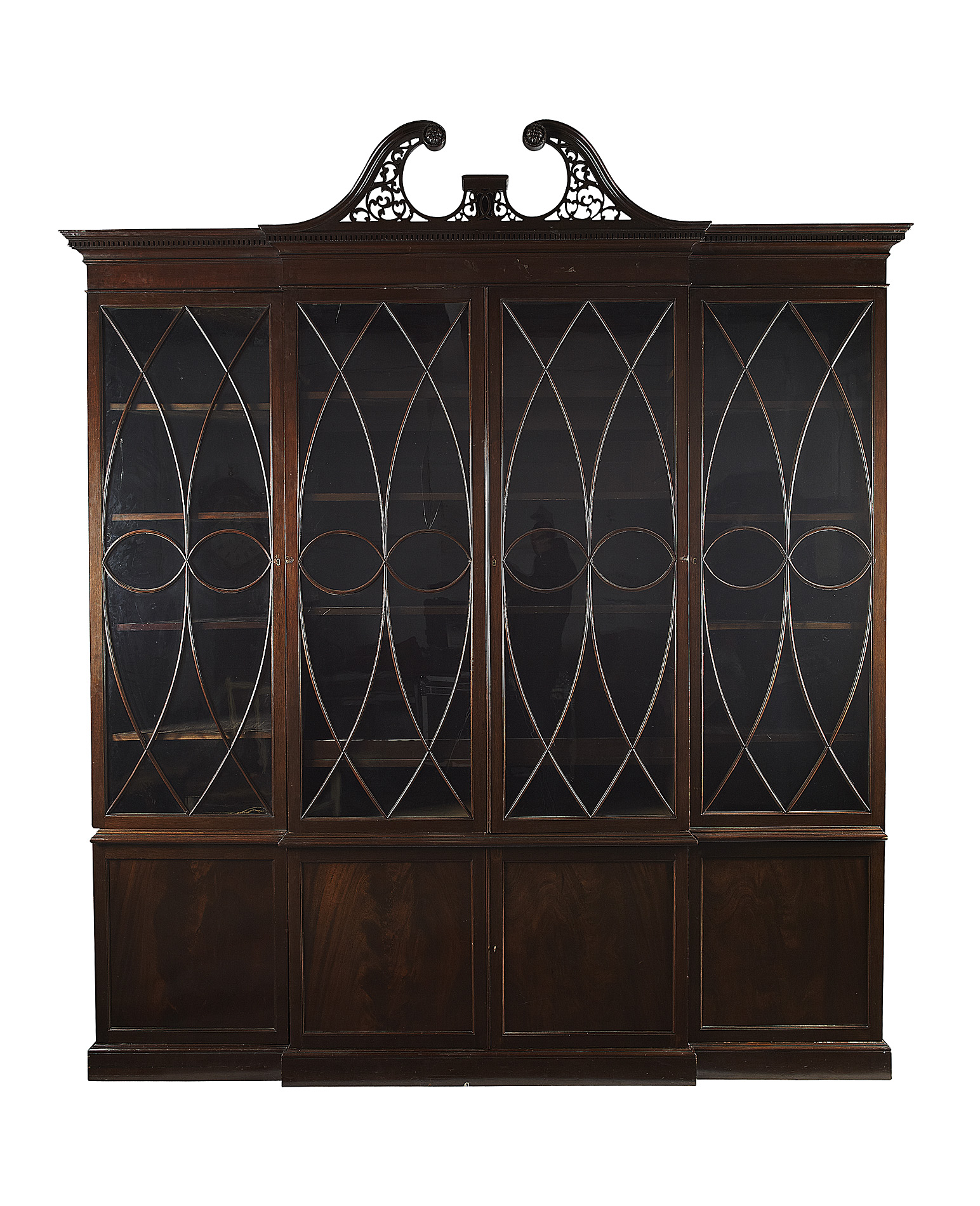 GEORGE III STYLE MAHOGANY BREAKFRONT BOOKCASE