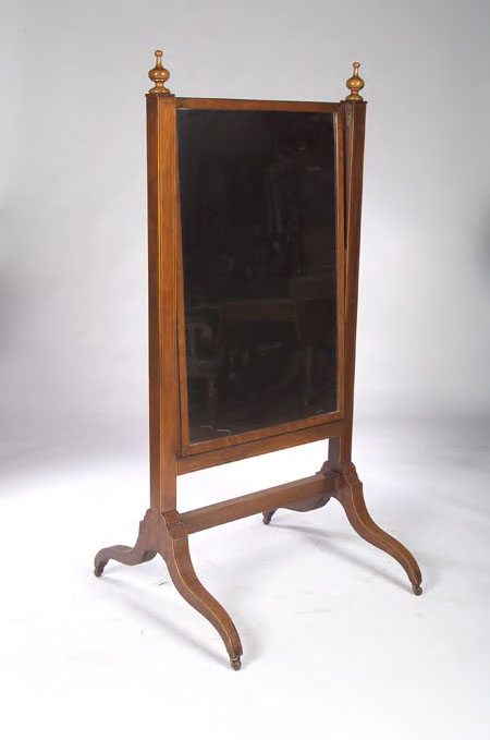 A Regency mahogany cheval mirror,