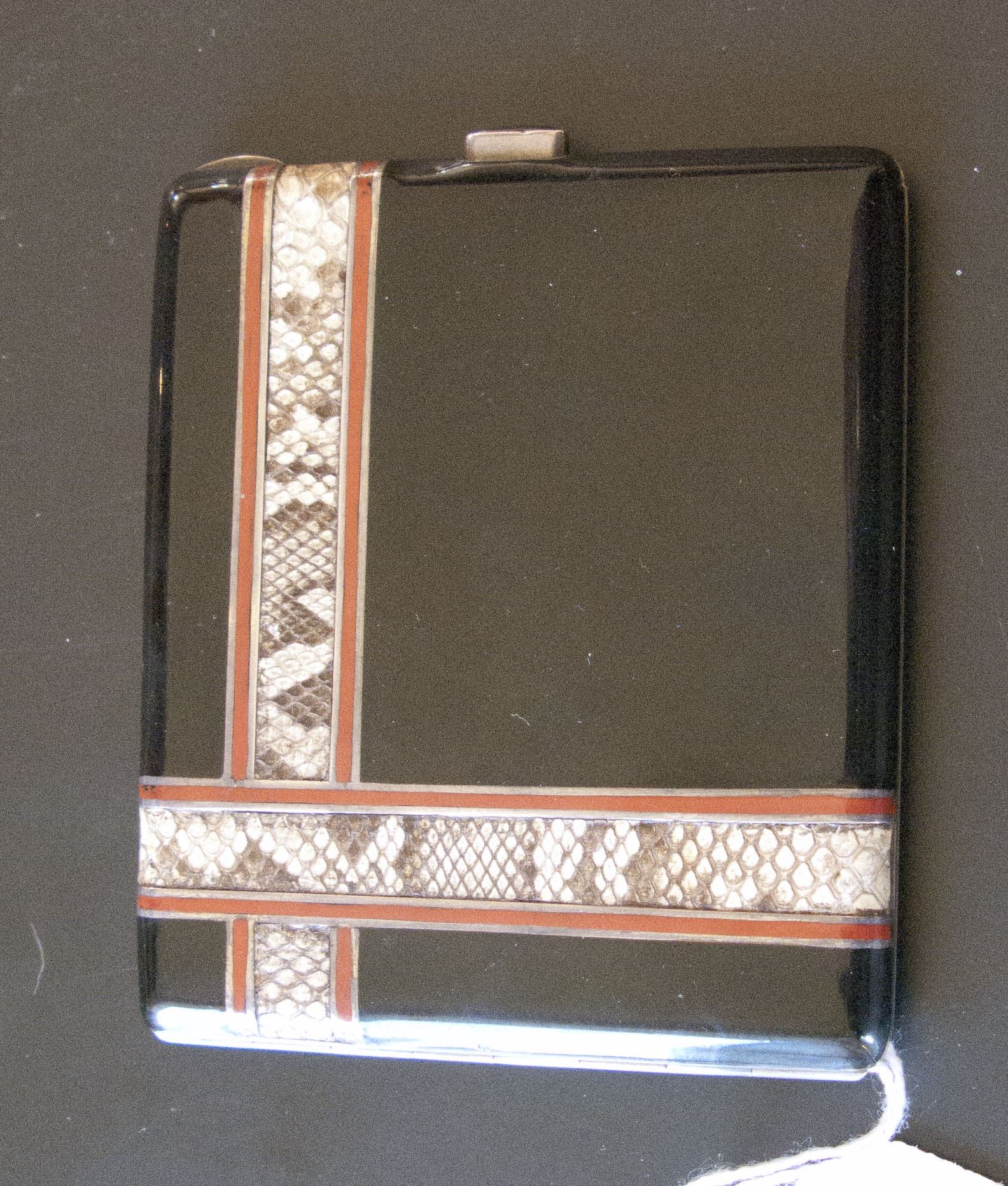 A mid 20th century French silver gilt, lacquer and eggshell decorated cigarette case