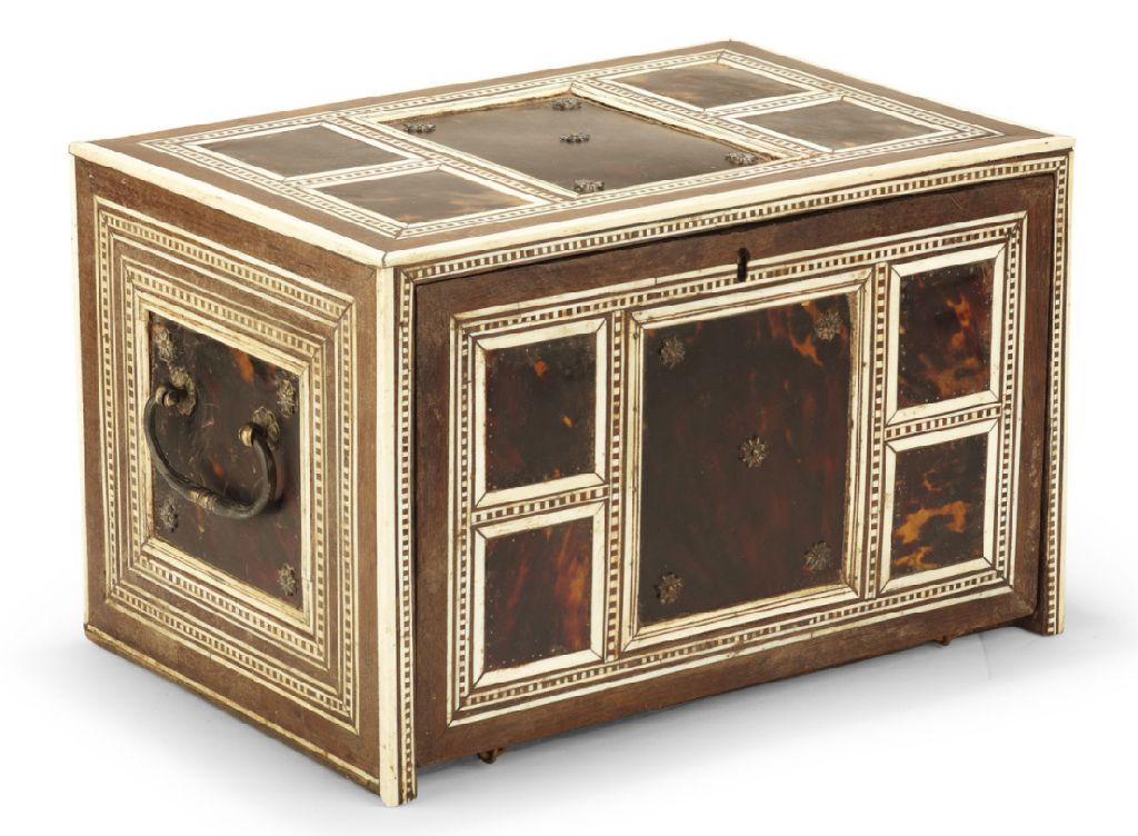 ANGLO-PORTUGUESE TORTOISE SHELL AND IVORY TABLE CABINET