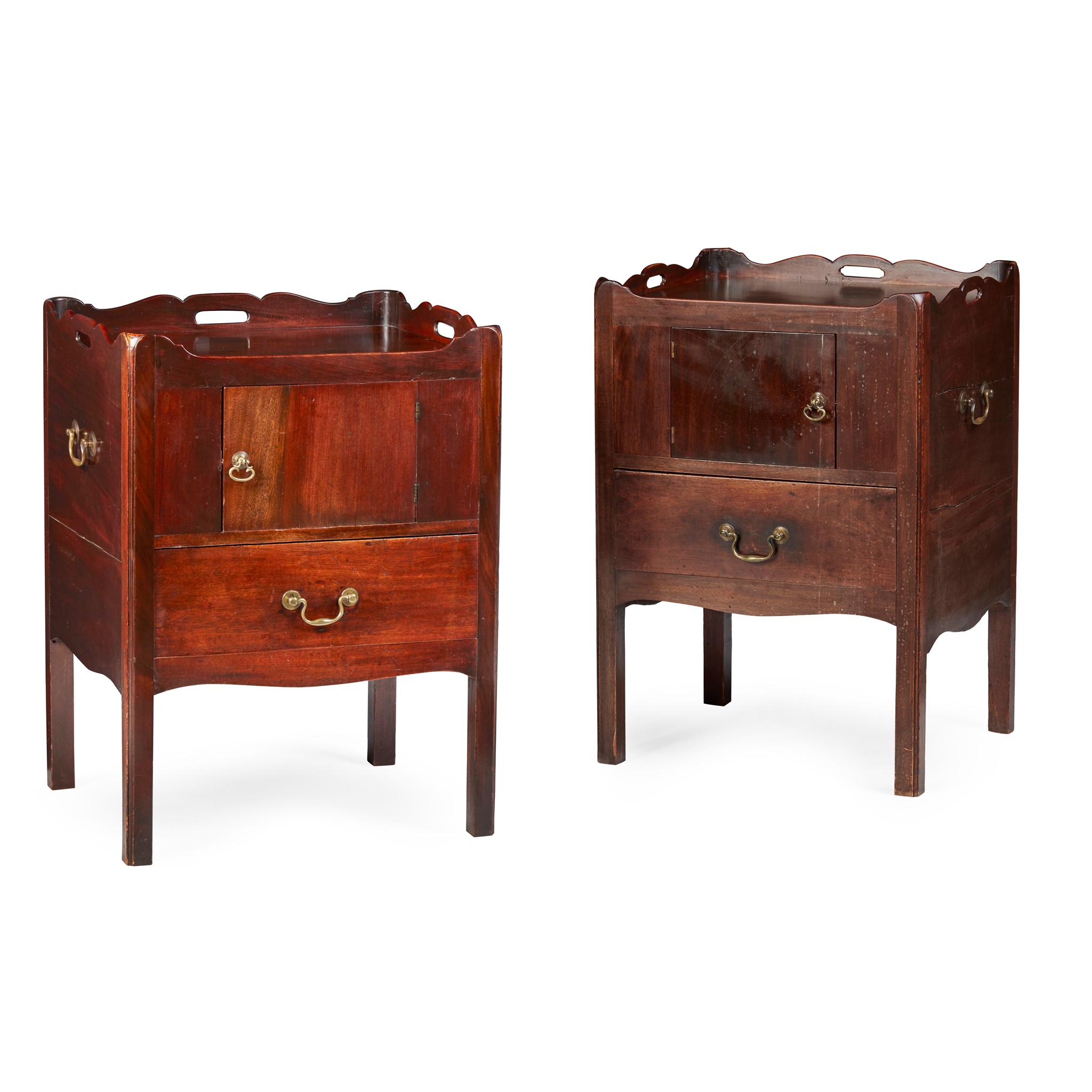 MATCHED PAIR OF GEORGE III MAHOGANY BEDSIDE COMMODES