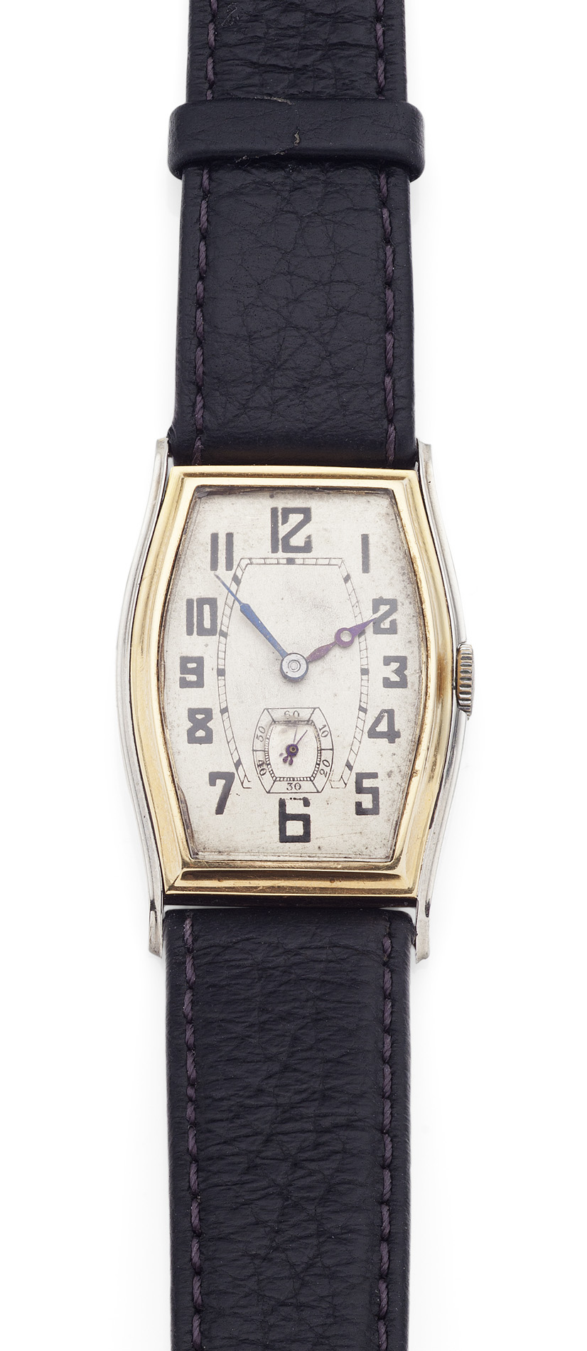 A gentleman's 18ct two colour gold cased Art Deco wrist watch