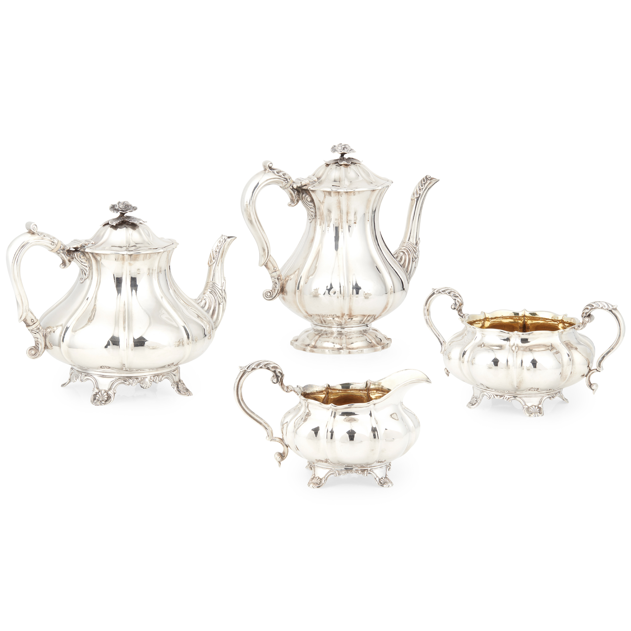 A matched George IV and later four-piece tea-service
