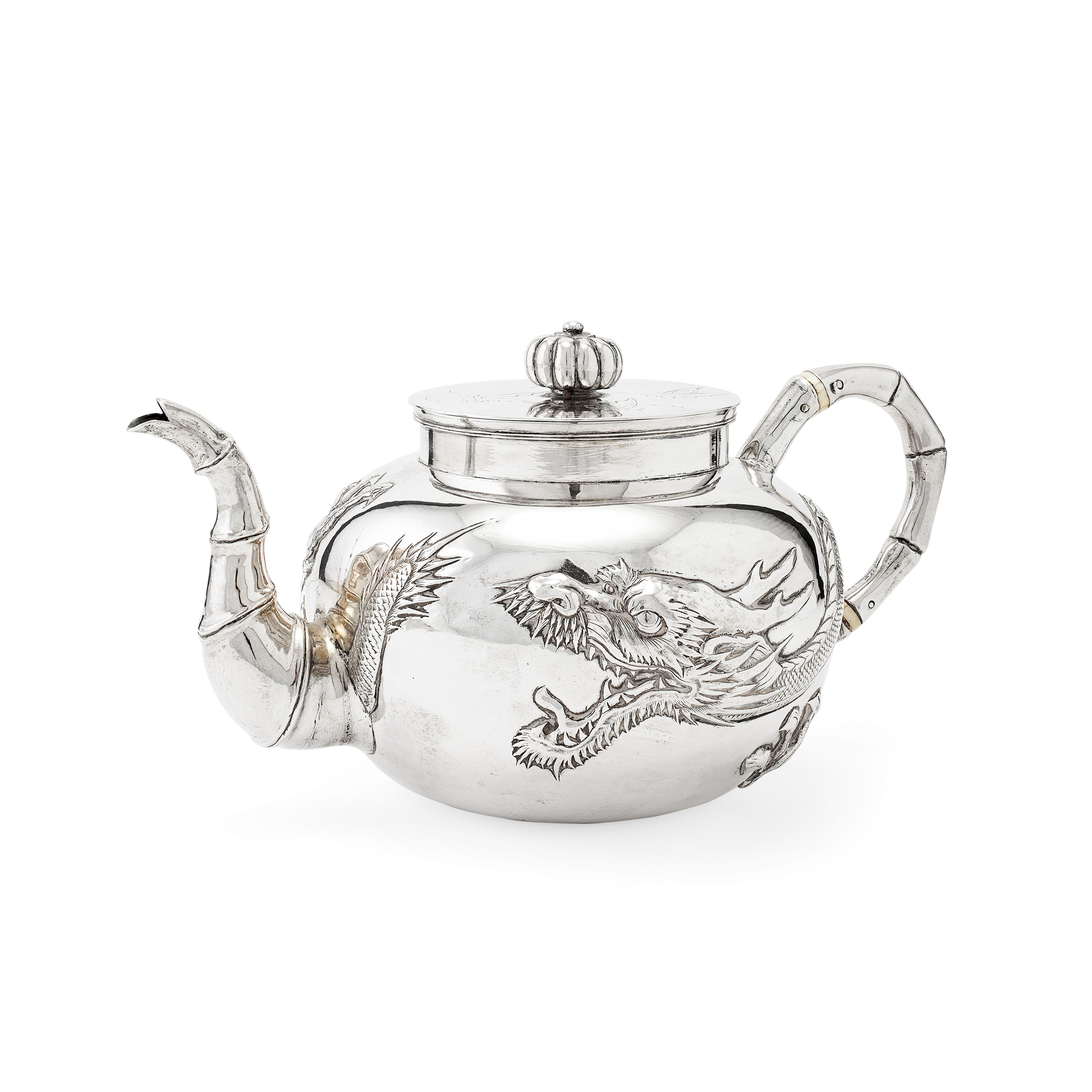 CHINESE EXPORT SILVER TEAPOT