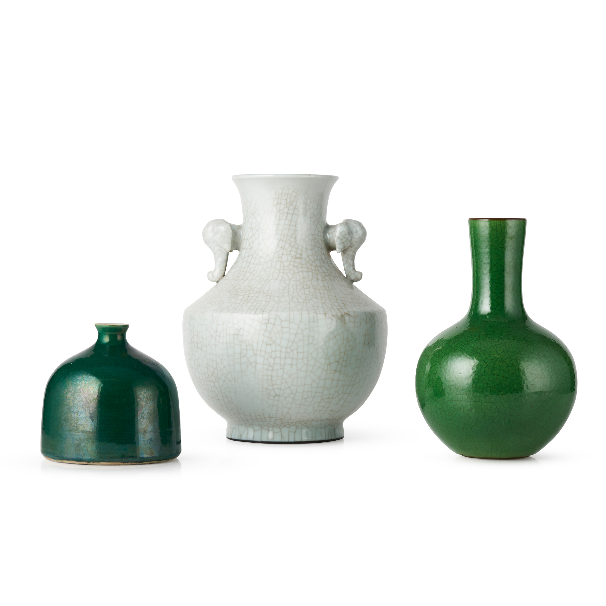 THREE MONOCHROME-GLAZED WARES