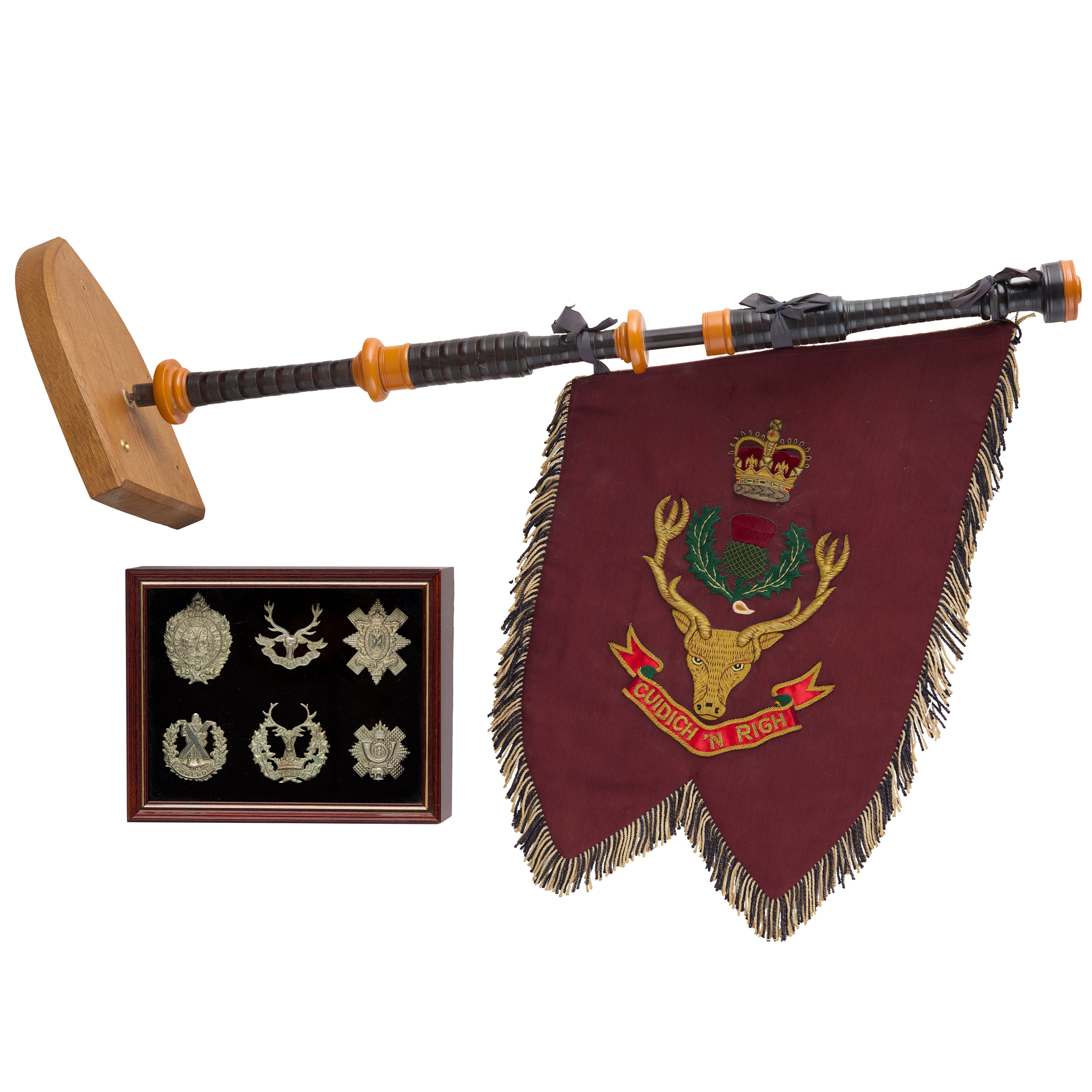 AN EARLY 20TH CENTURY SEAFORTH HIGHLANDER'S PIPE BANNER
