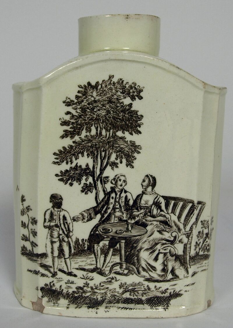 An 18th century creamware tea caddy