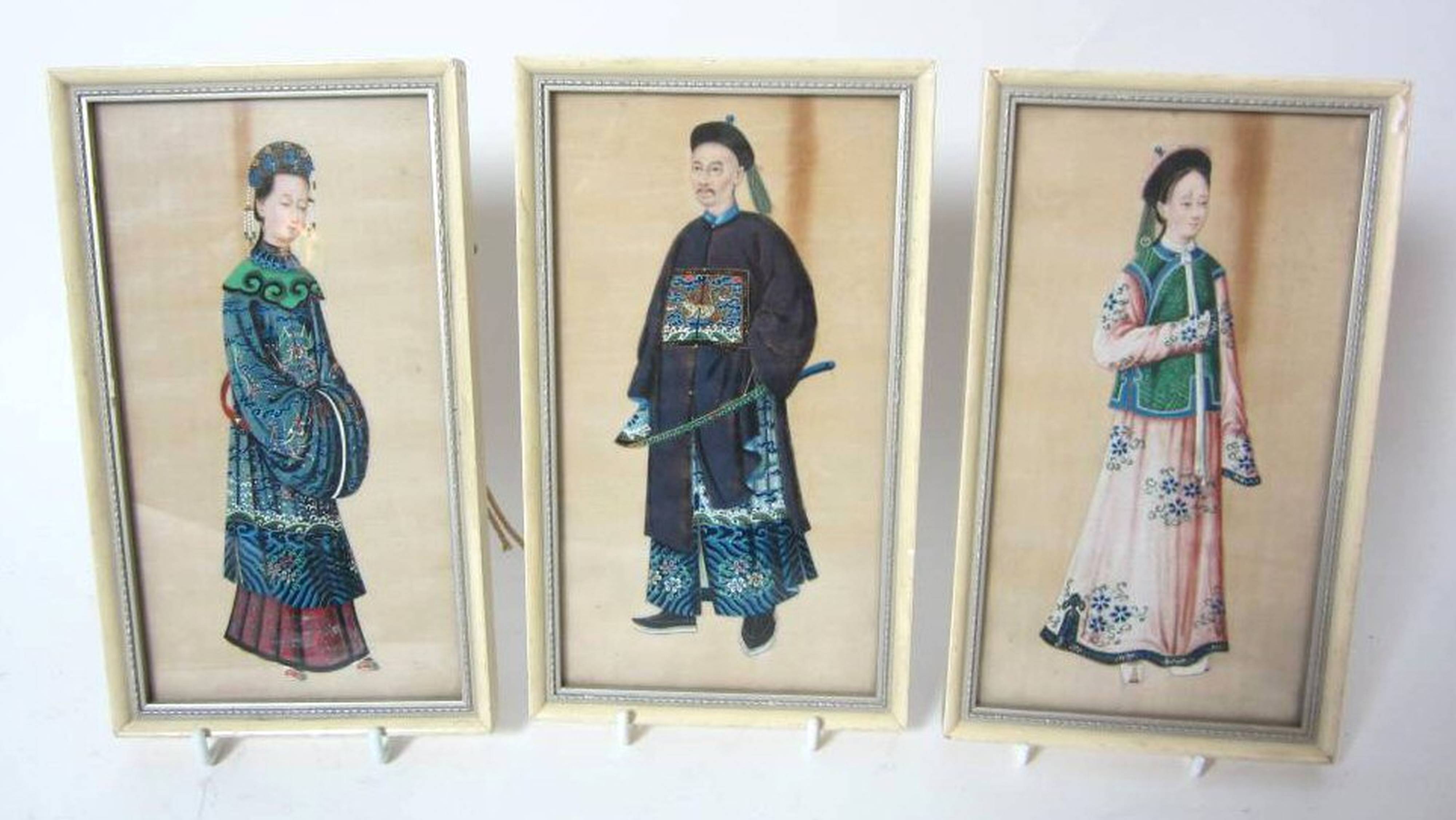 THREE CHINESE RICE PAPER PAINTINGS