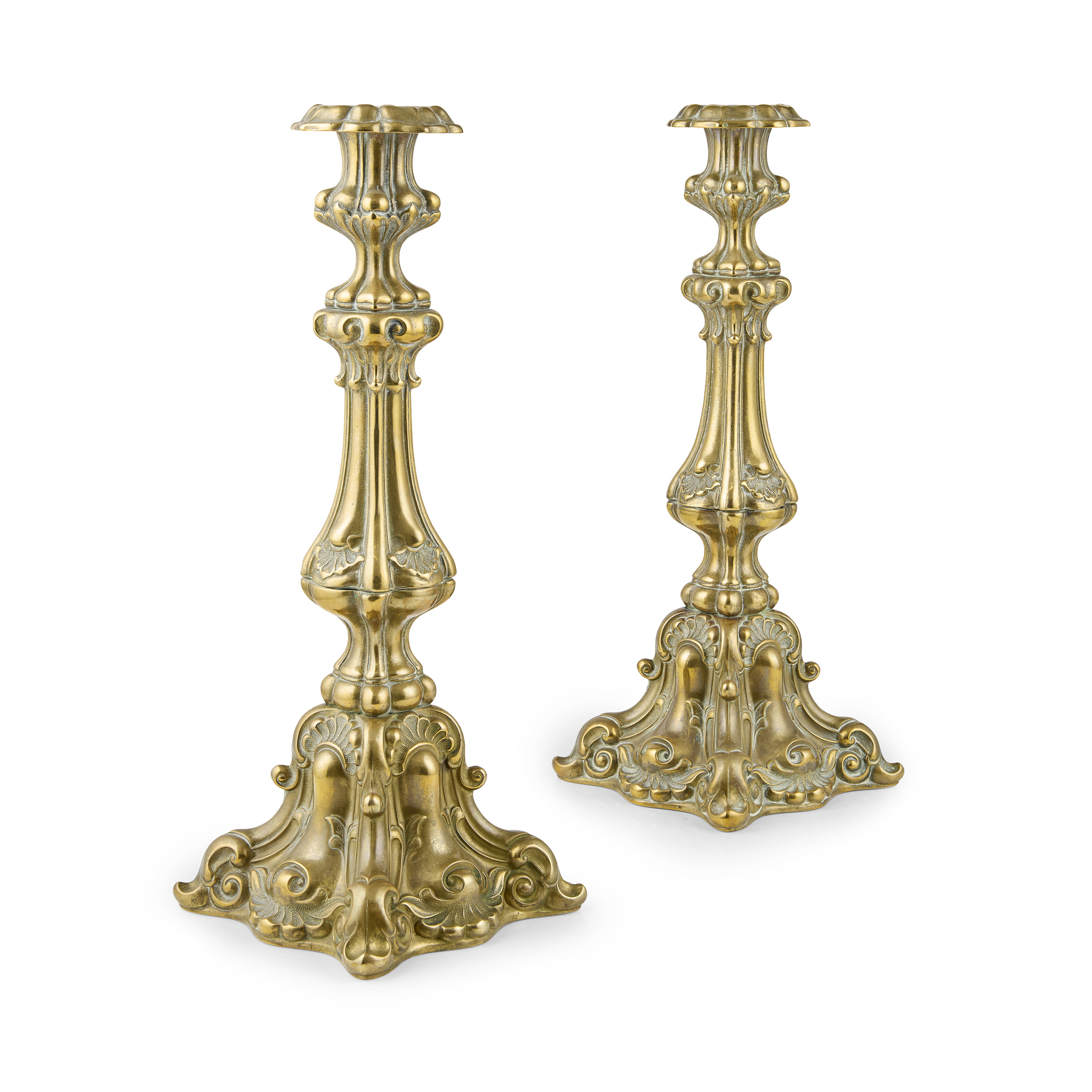 PAIR OF LARGE VICTORIAN BRASS CANDLESTICKS