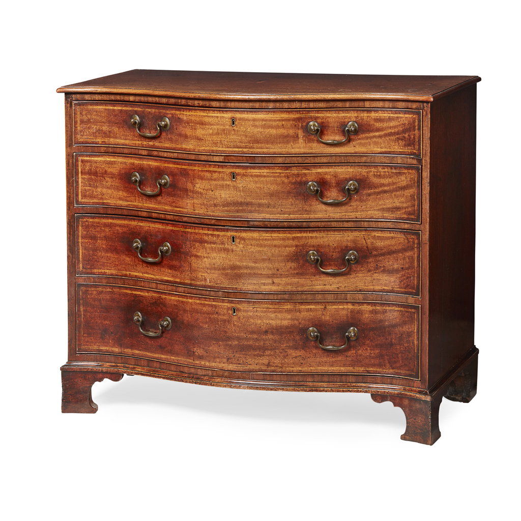 GEORGE III MAHOGANY SERPENTINE CHEST OF DRAWERS