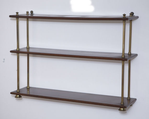 A set of Victorian period mahogany and brass hanging shelves