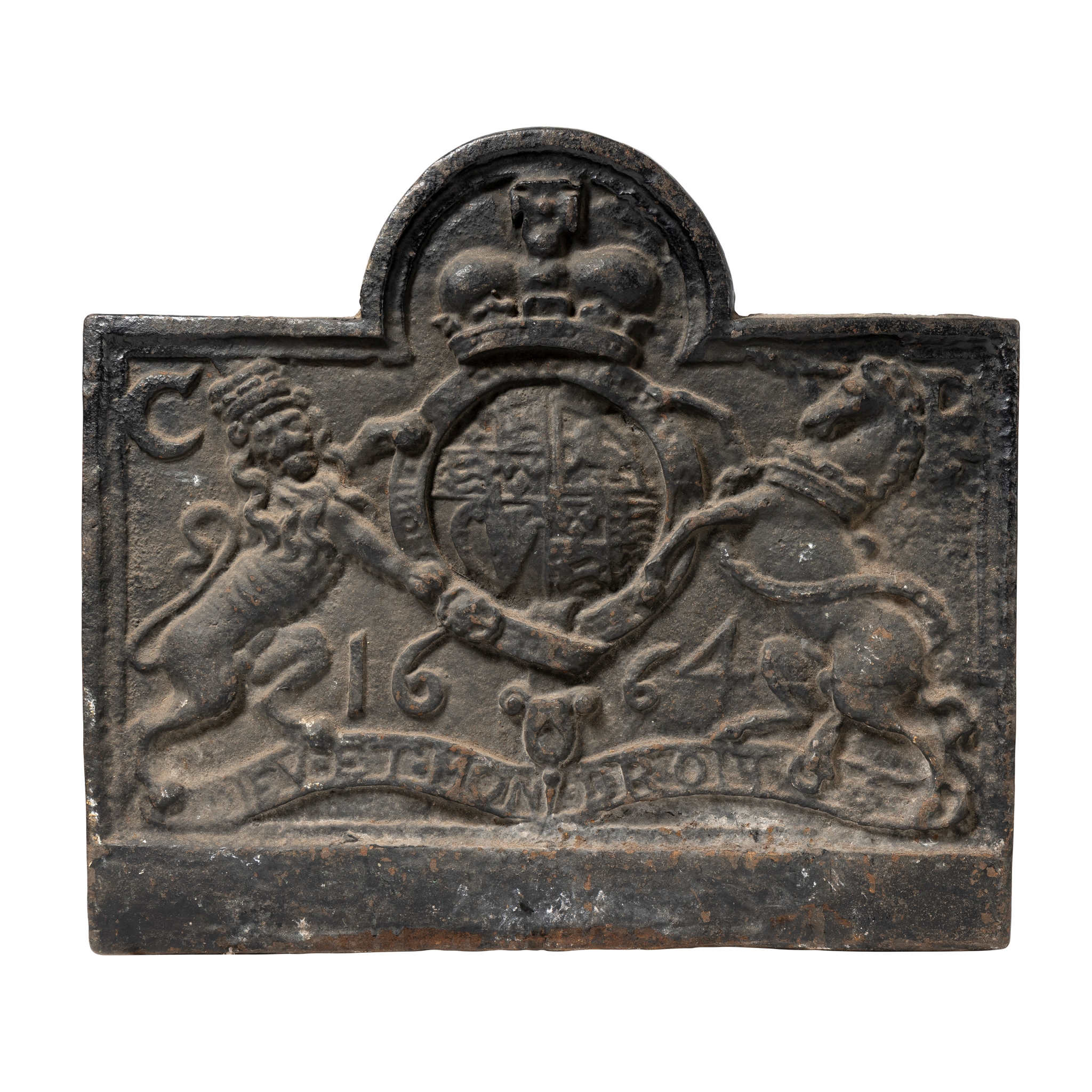 A CAST IRON FIRE BACK