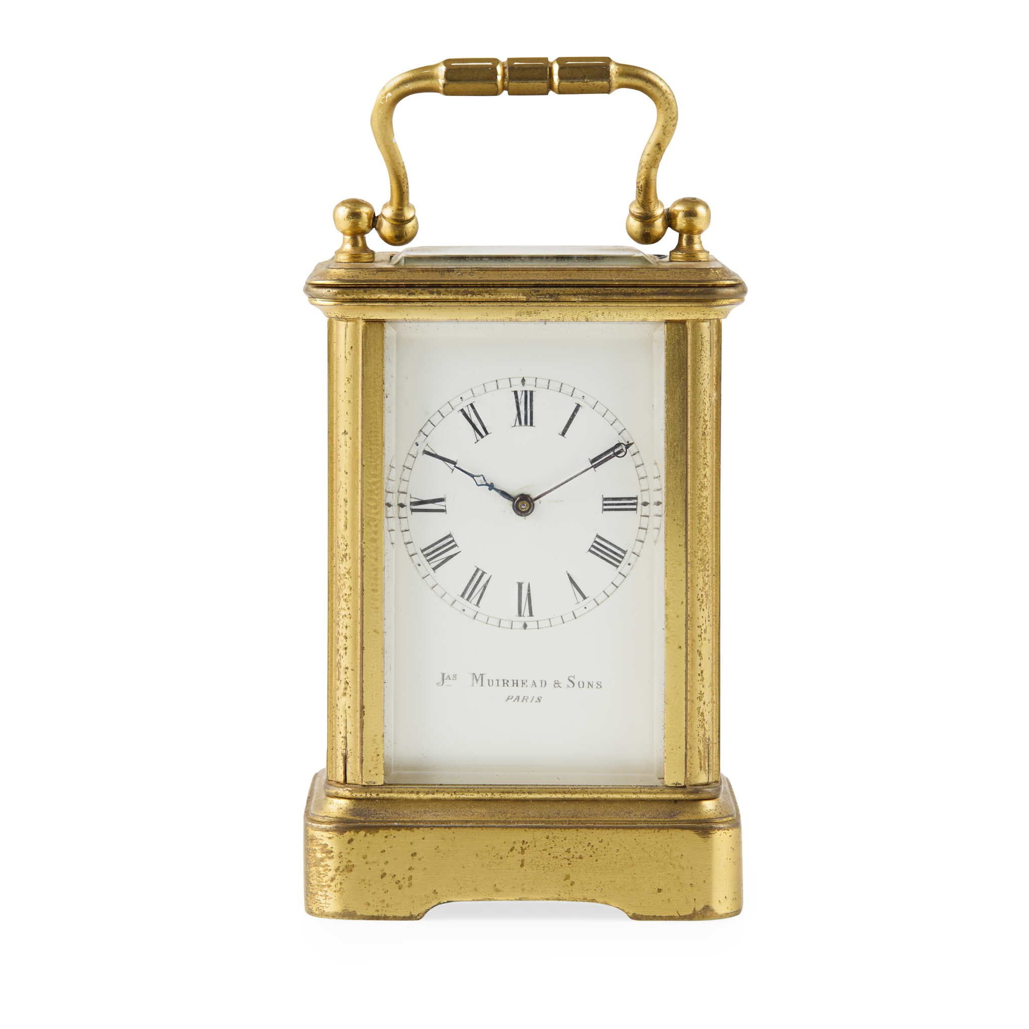 FRENCH GILT BRASS MINIATURE CARRIAGE CLOCK