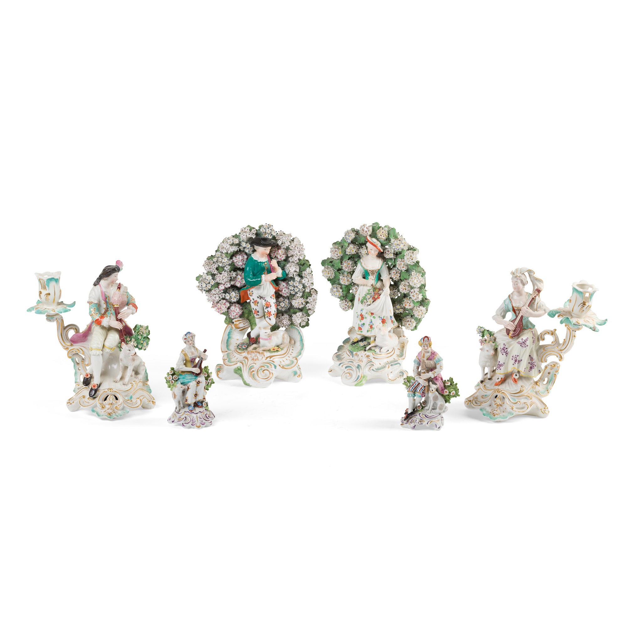 PAIR OF DERBY PORCELAIN FIGURAL CANDLESTICKS