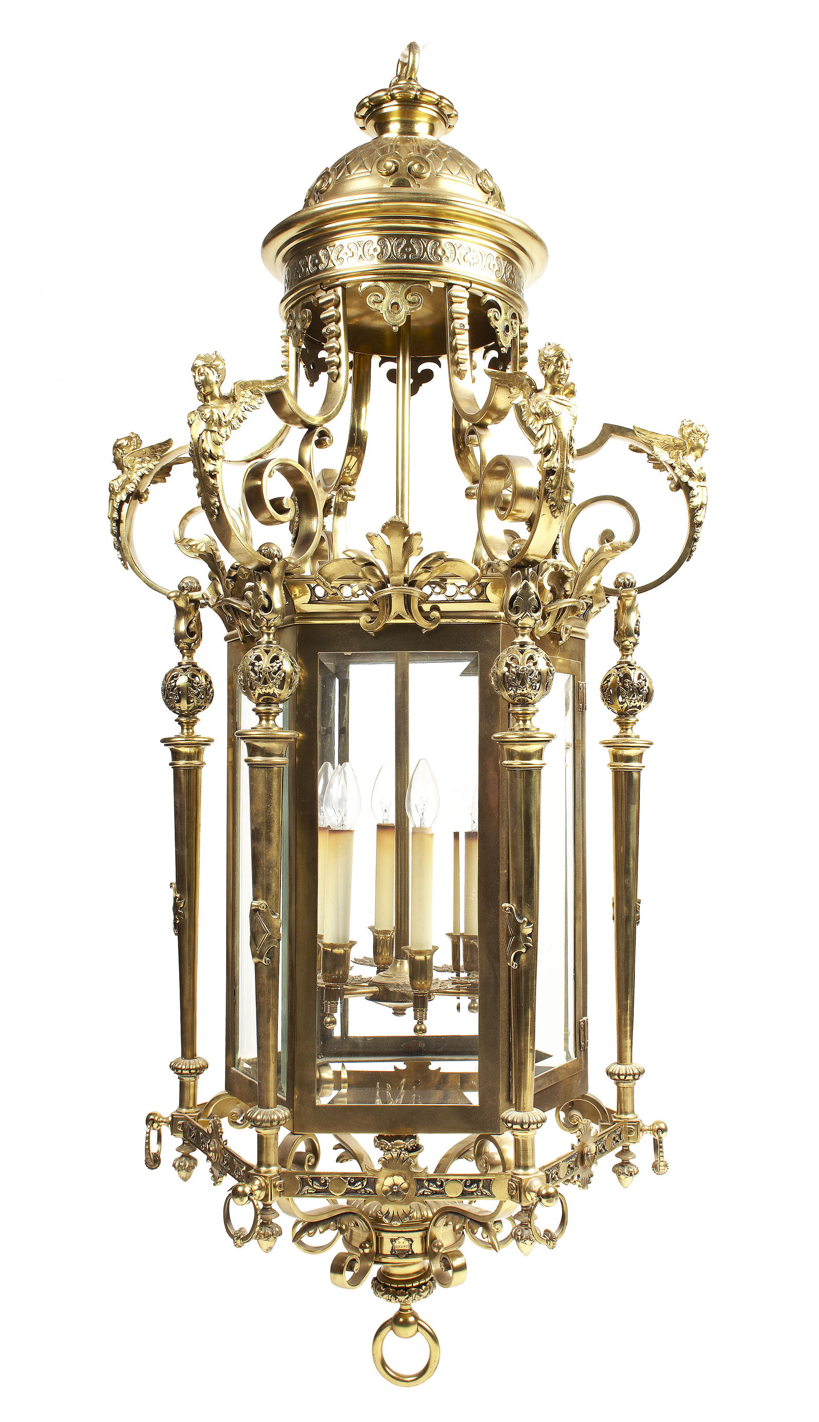 LARGE BELGIAN BRASS HALL LANTERN