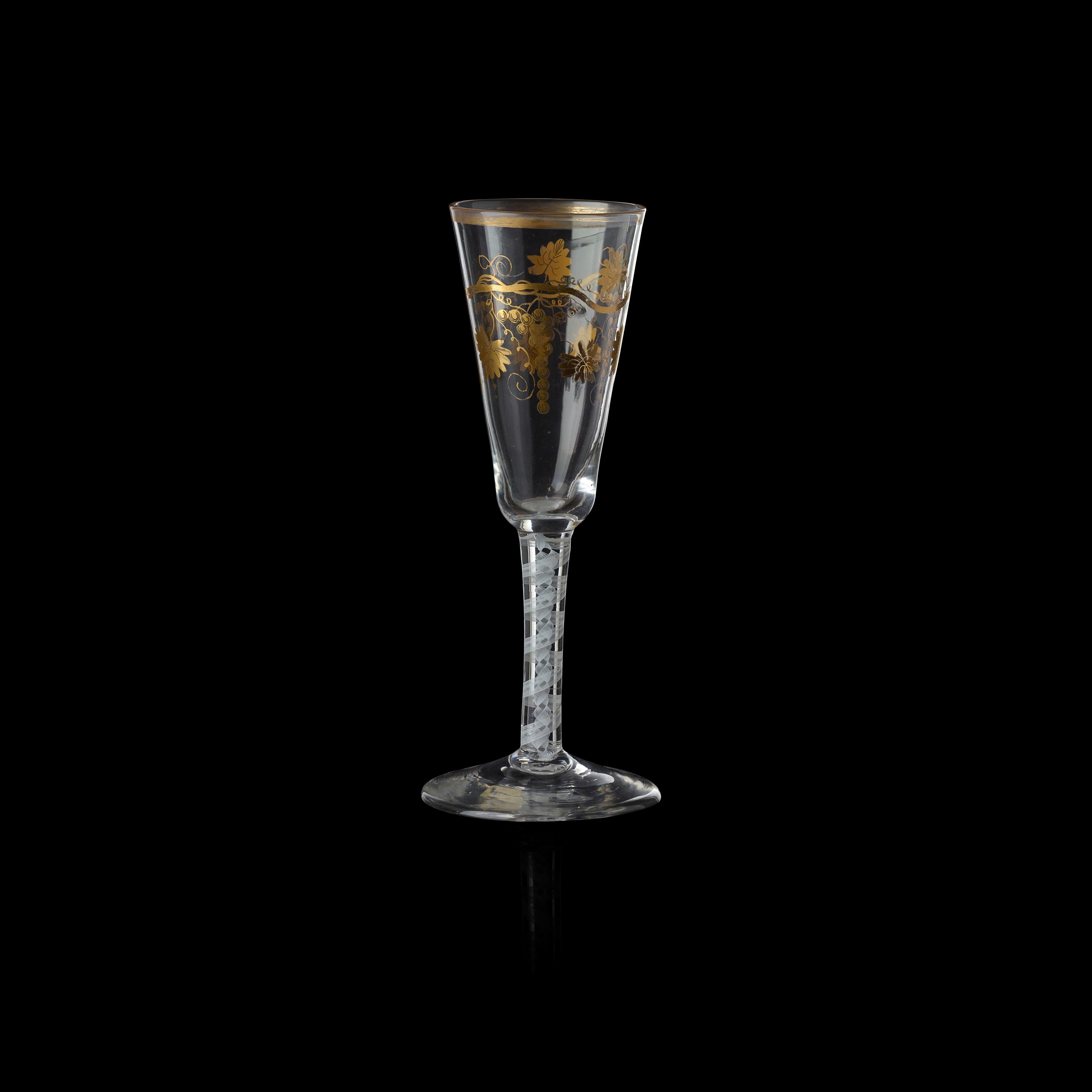 GEORGIAN GILT OPAQUE TWIST WINE FLUTE