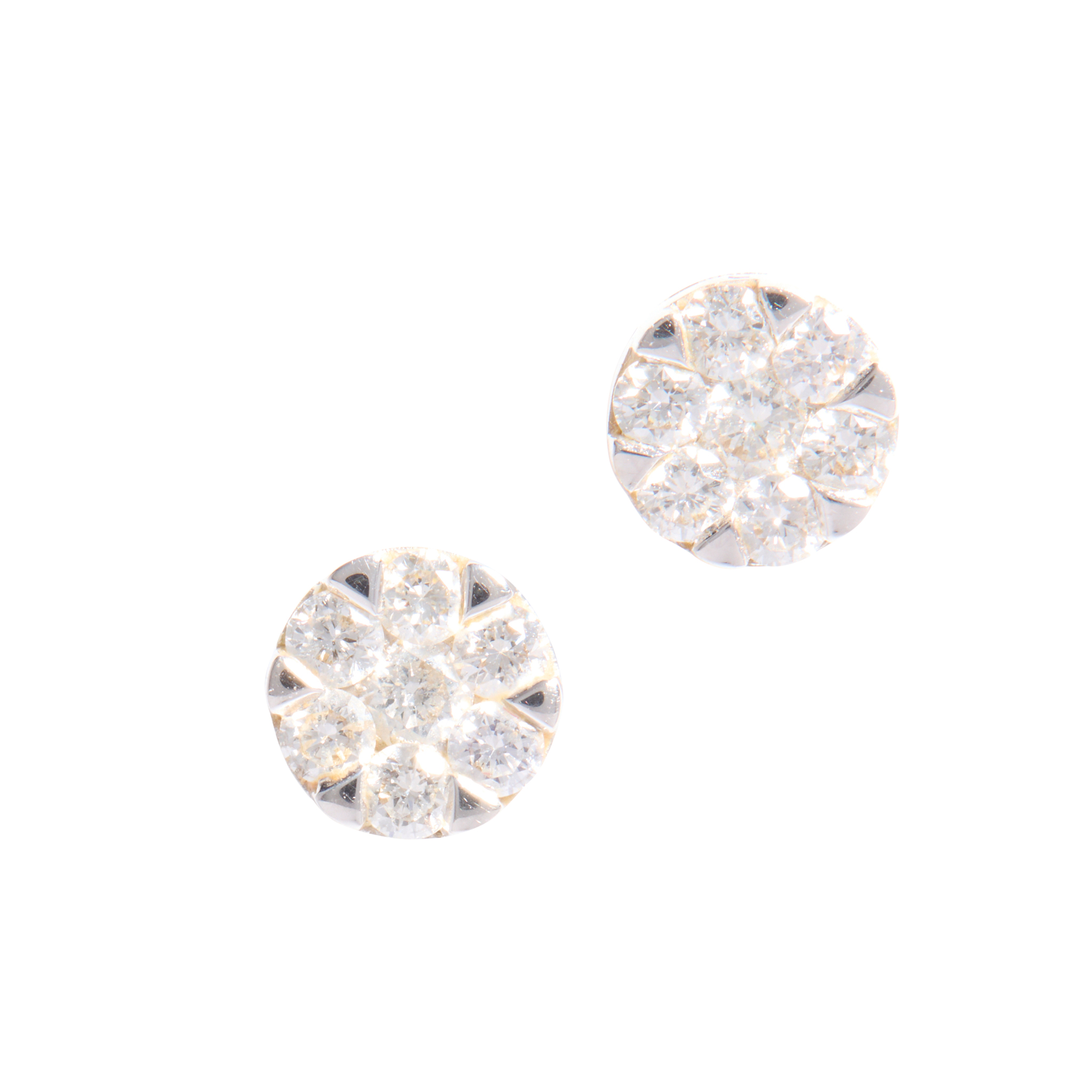 A pair of 18ct gold diamond cluster earrings