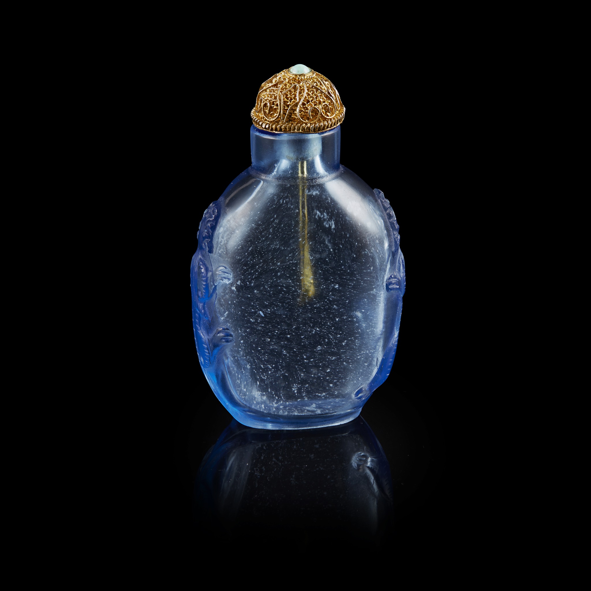 SAPPHIRE GLASS SNUFF BOTTLE