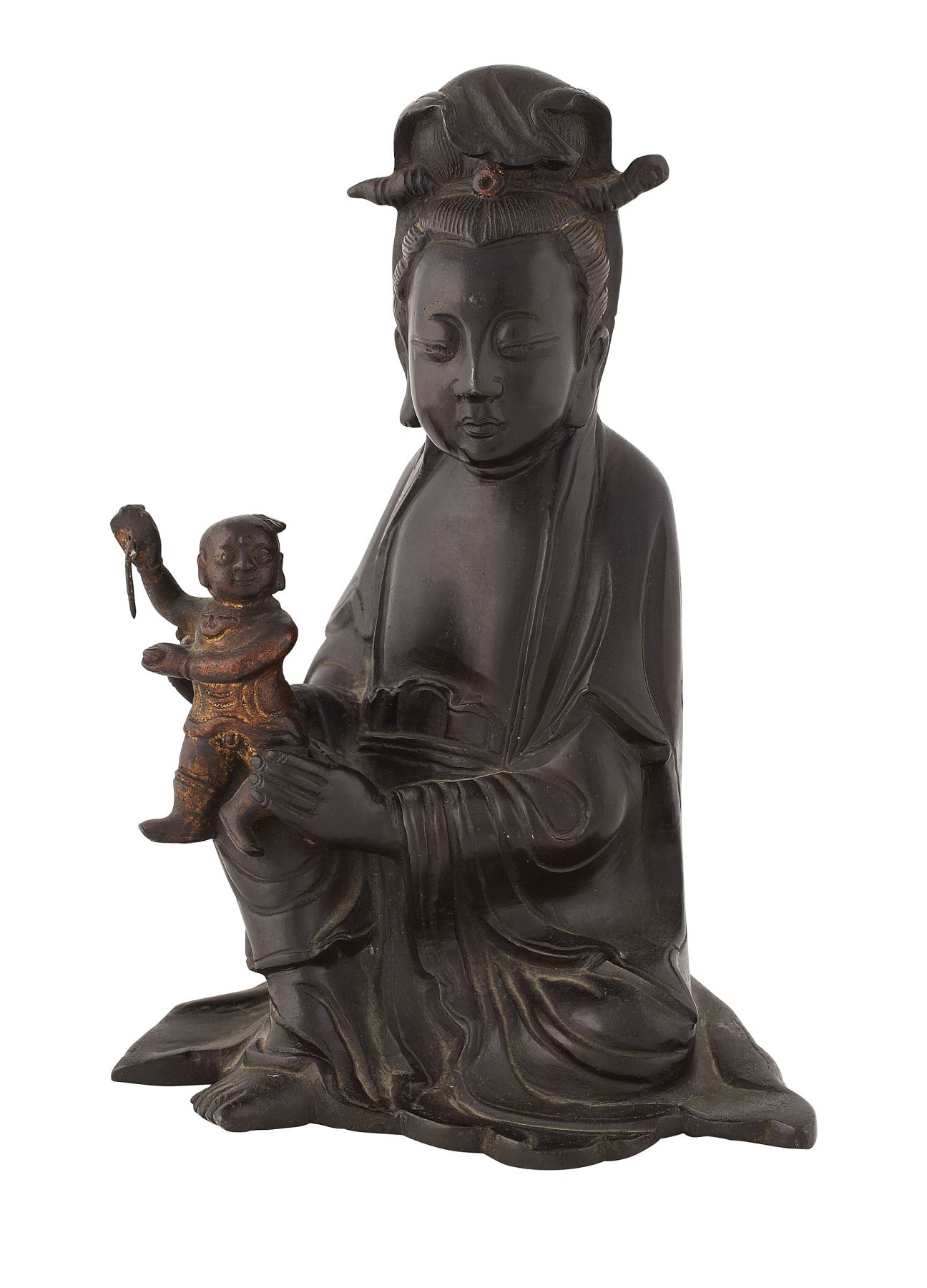 CHINESE BRONZE FIGURE OF GUANYIN
