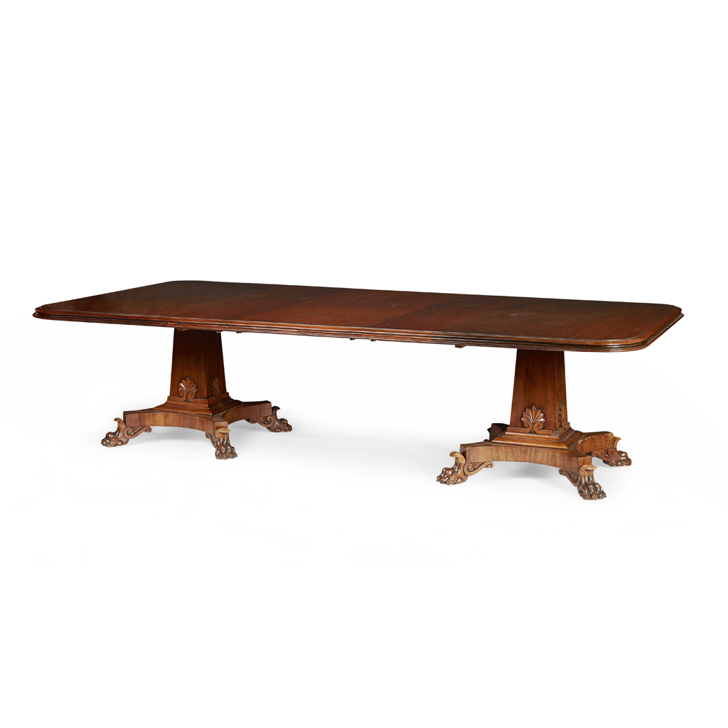 GEORGE IV MAHOGANY TWIN PEDESTAL DINING TABLE