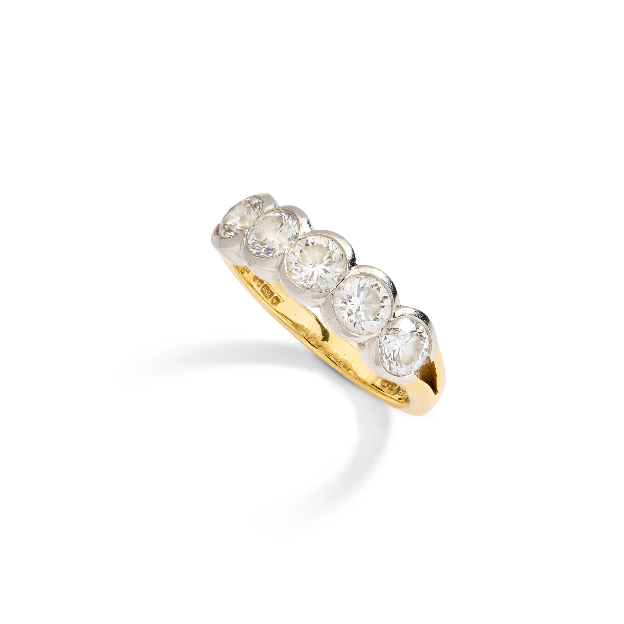 Boodles: An 18ct gold five-stone diamond ring