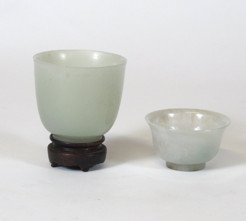 TWO CHINESE WHITE JADE BOWLS