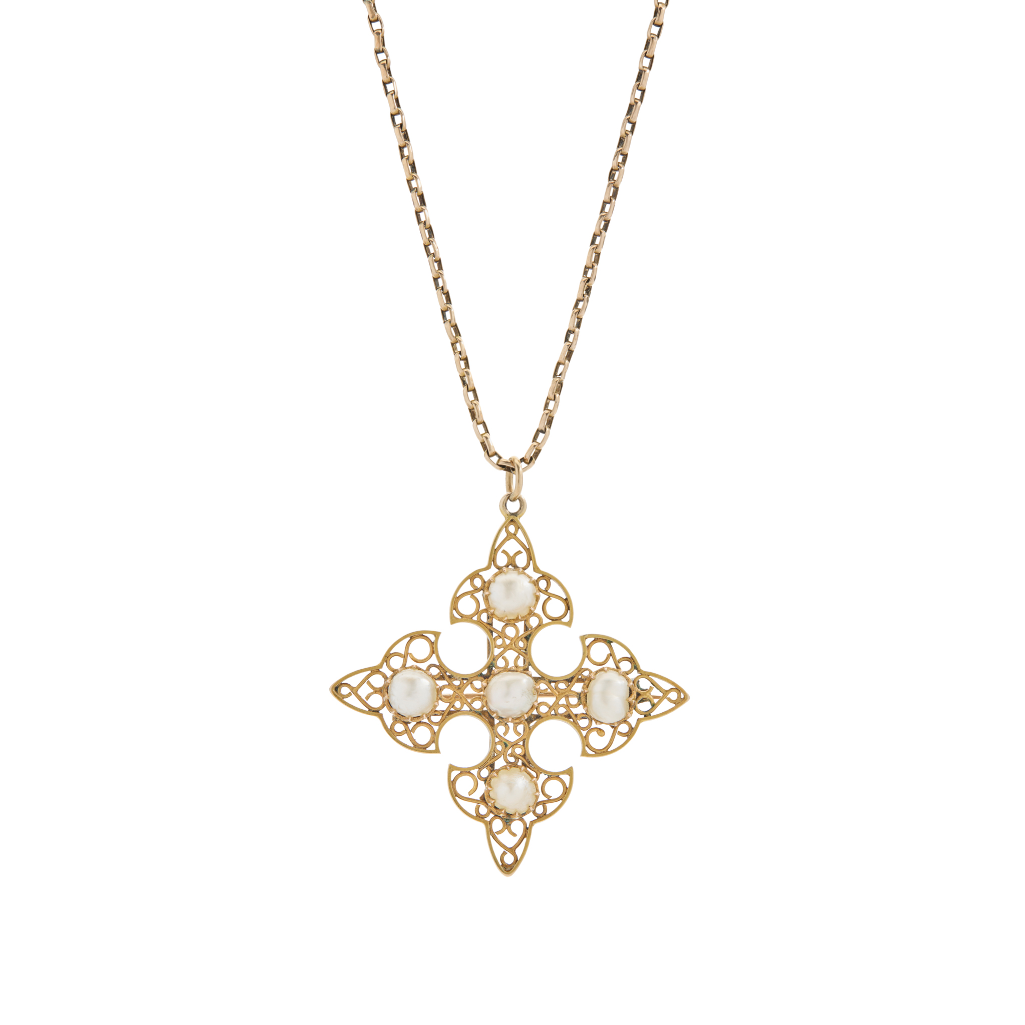 A Socttish freshwater pearl filigree necklace