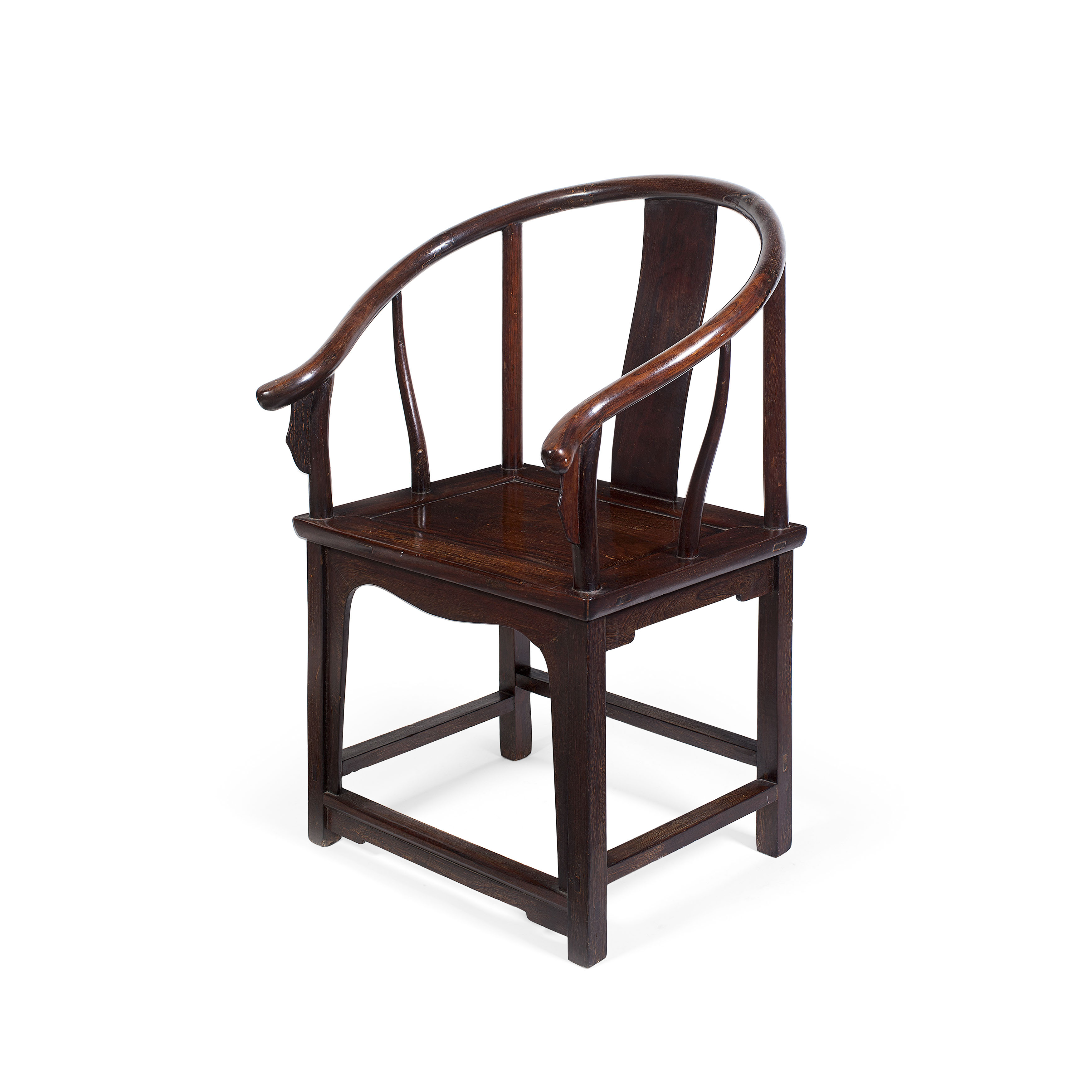 PAIR OF CHINESE HONGMU HORSESHOE ARMCHAIRS