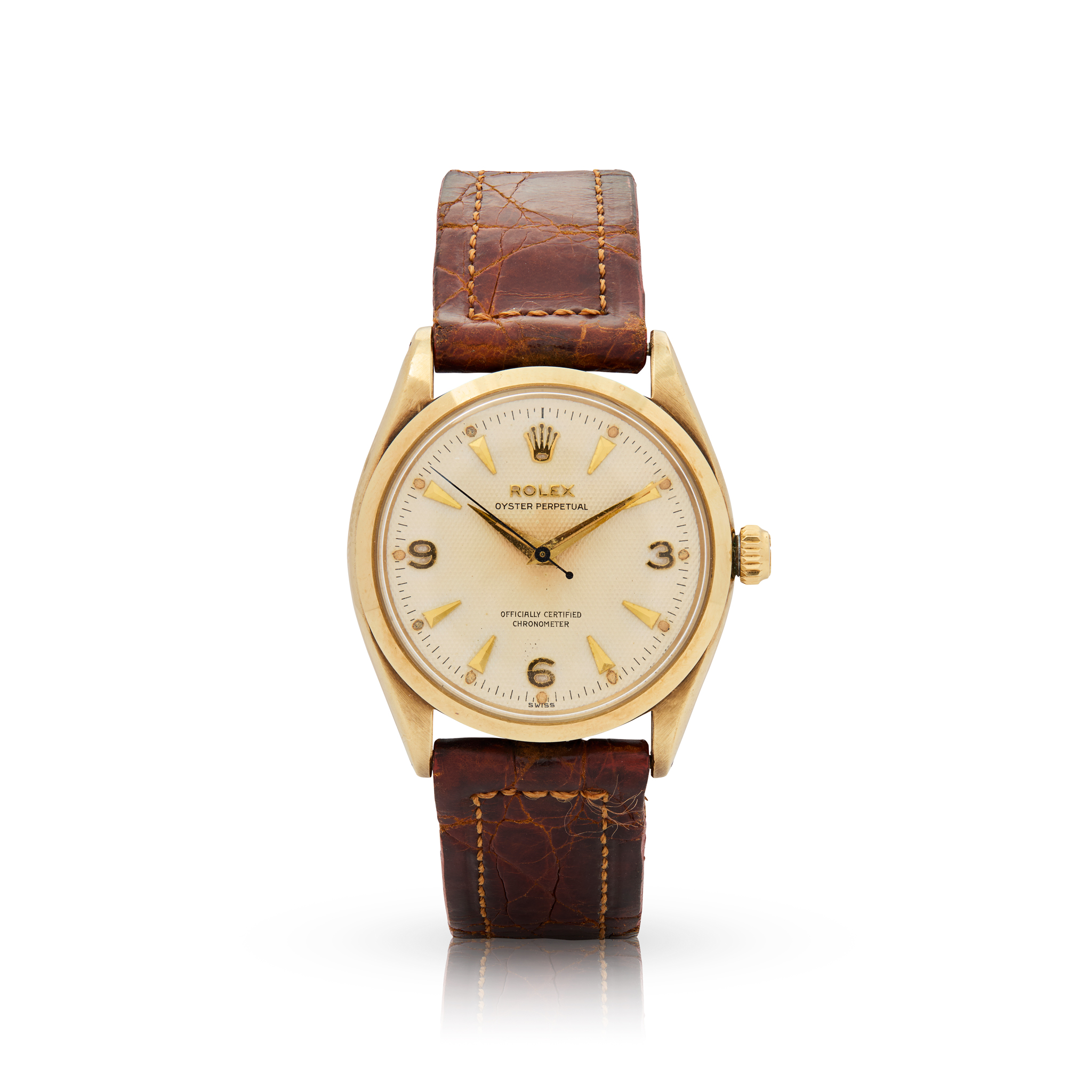 Rolex. A fine and unusual 9k gold automatic wristwatch