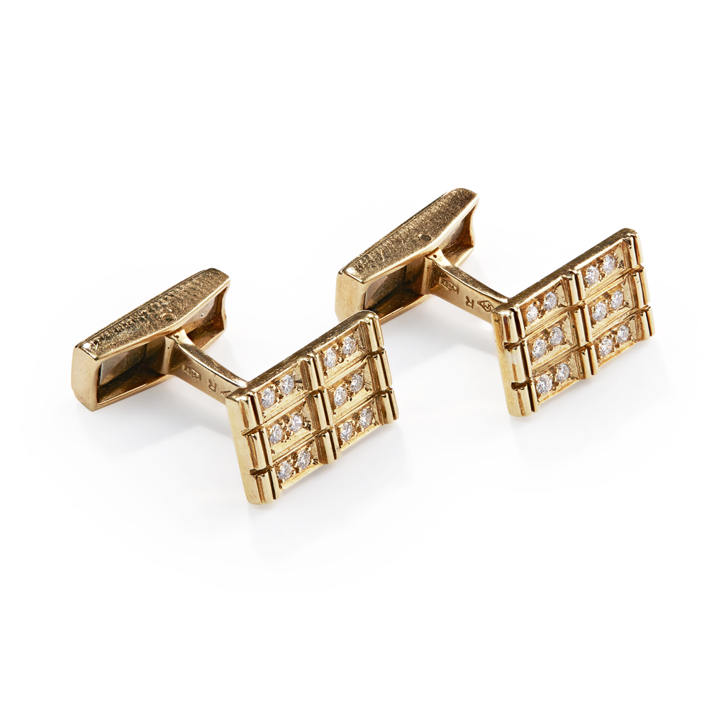 A pair of diamond set cufflinks