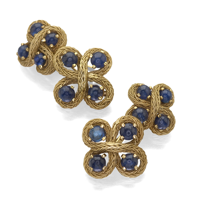 A pair of sapphire set cufflinks,