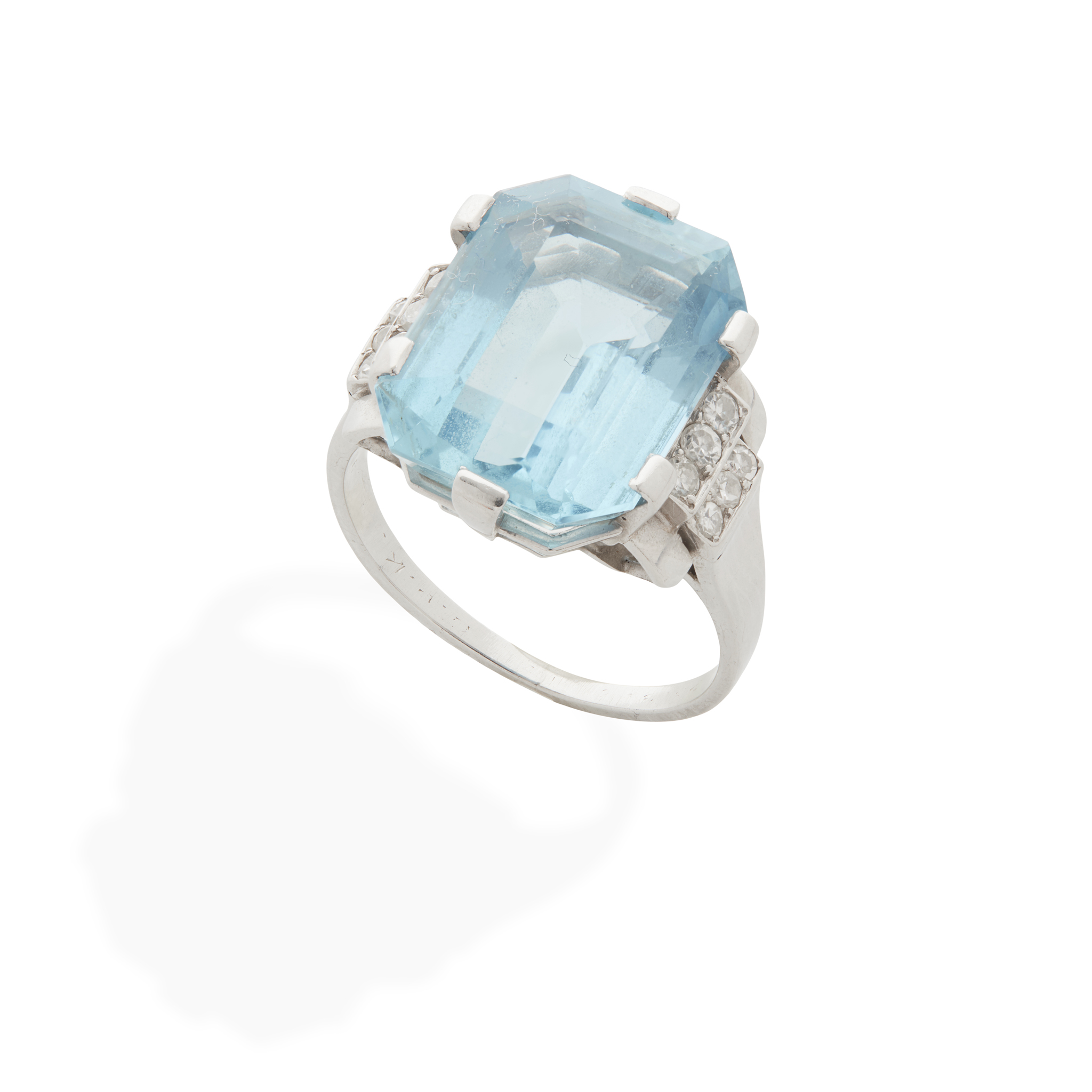 An aquamarine and diamond cocktail ring, 1930s