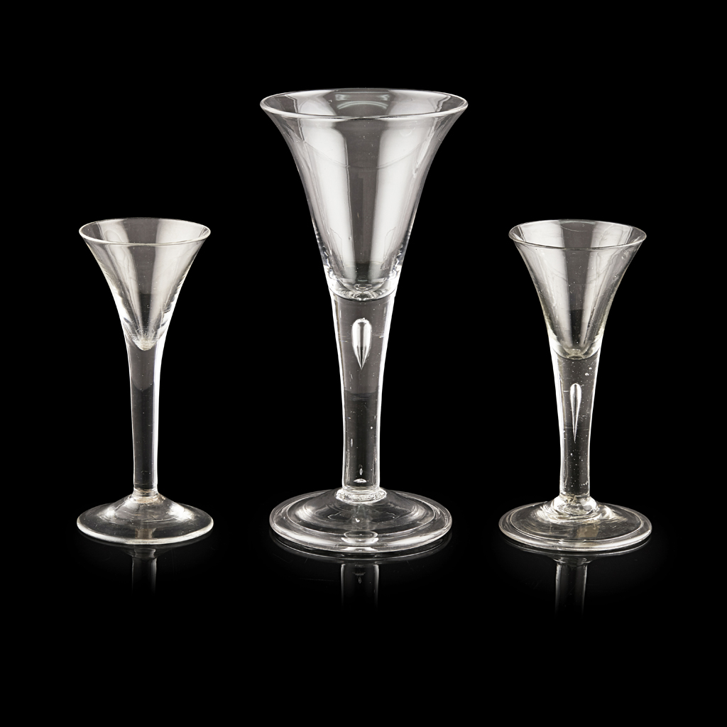 GROUP OF THREE GEORGIAN WINE GLASSES