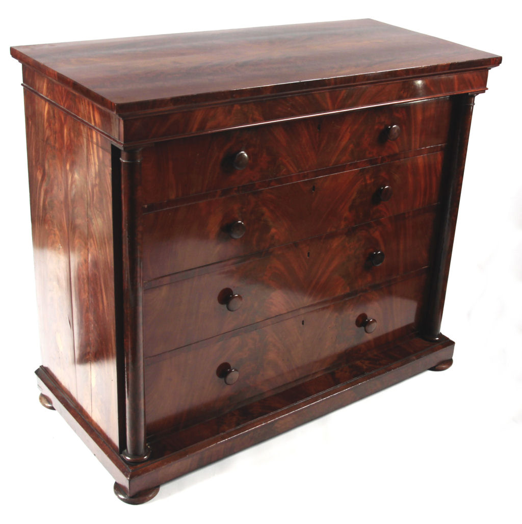 A Victorian flame mahogany Scotch chest