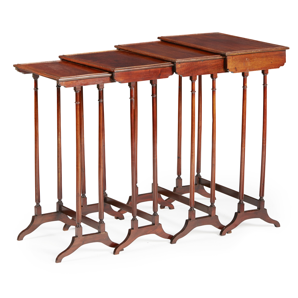 SET OF FOUR GEORGIAN STYLE MAHOGANY NESTING TABLES