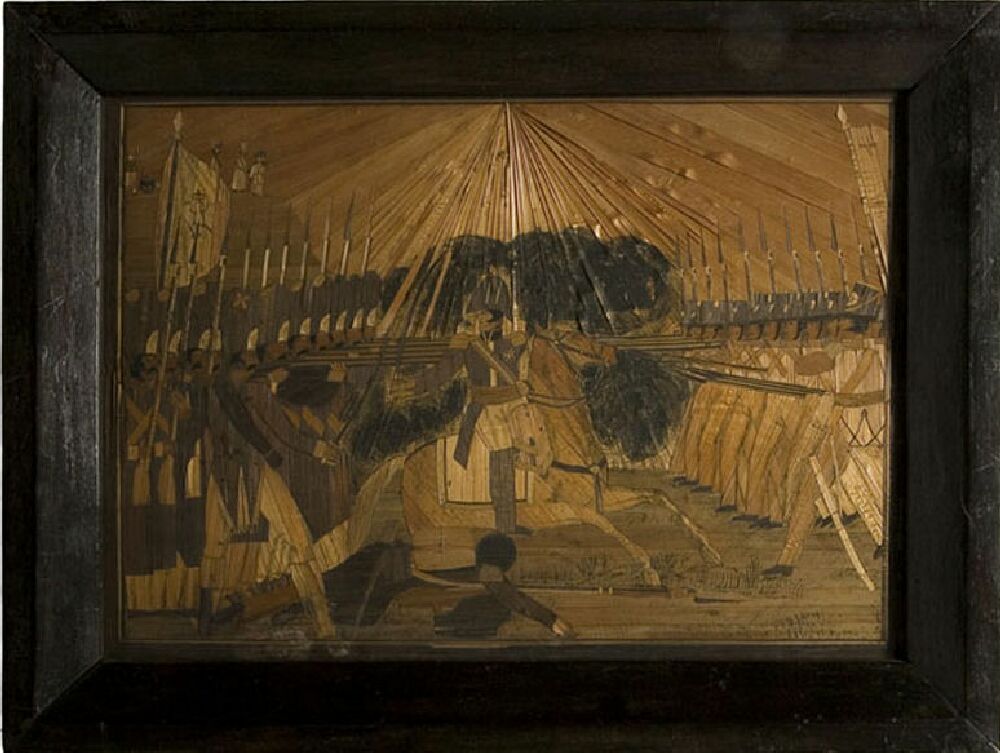 An early 19th century Napoleonic Prisoner of War straw-work picture